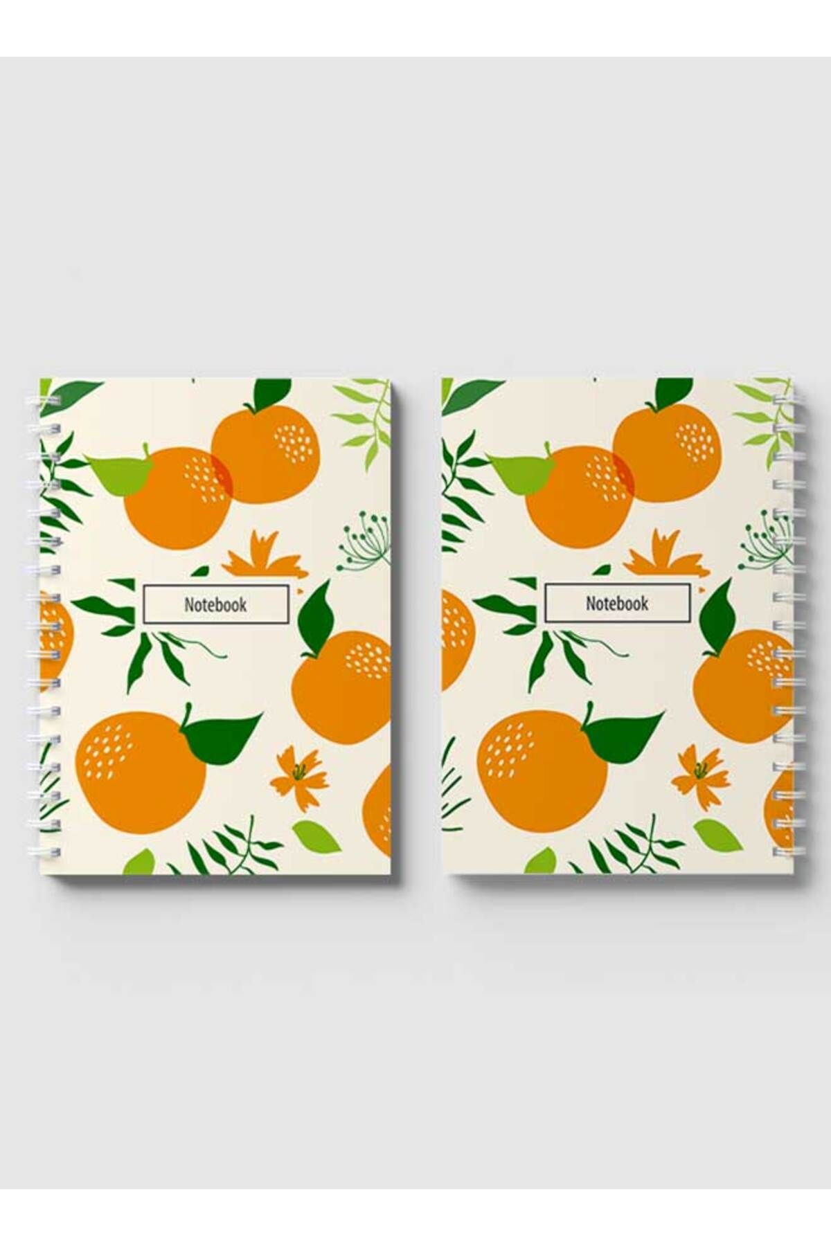 LOWHA-Spiral Notebook with Front and Back Hard Covers Featuring Orange Vector Design 4