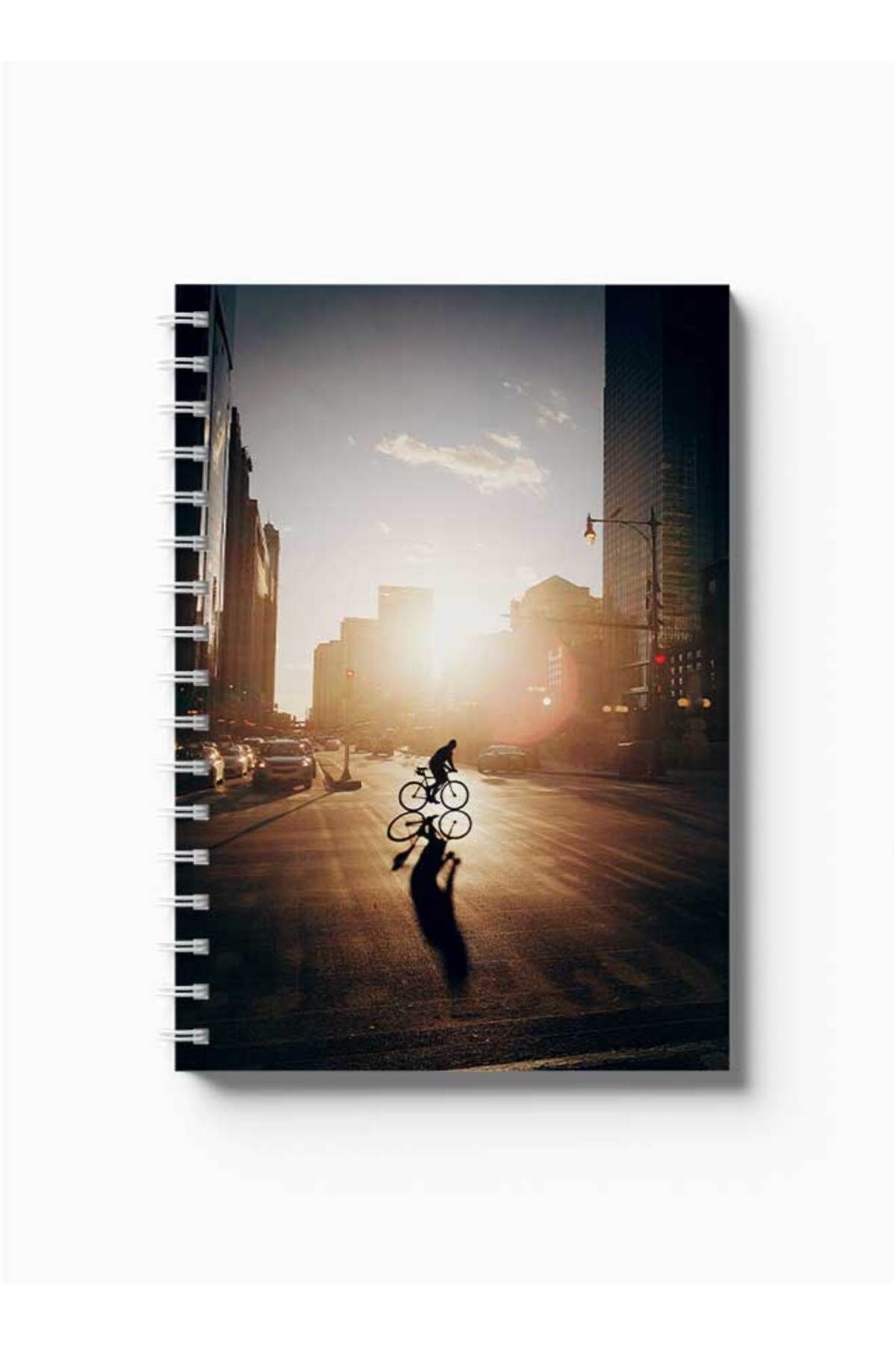 LOWHA-Spiral Notebook with Front and Back Hard Covers Featuring Riding in the Streets Design 5