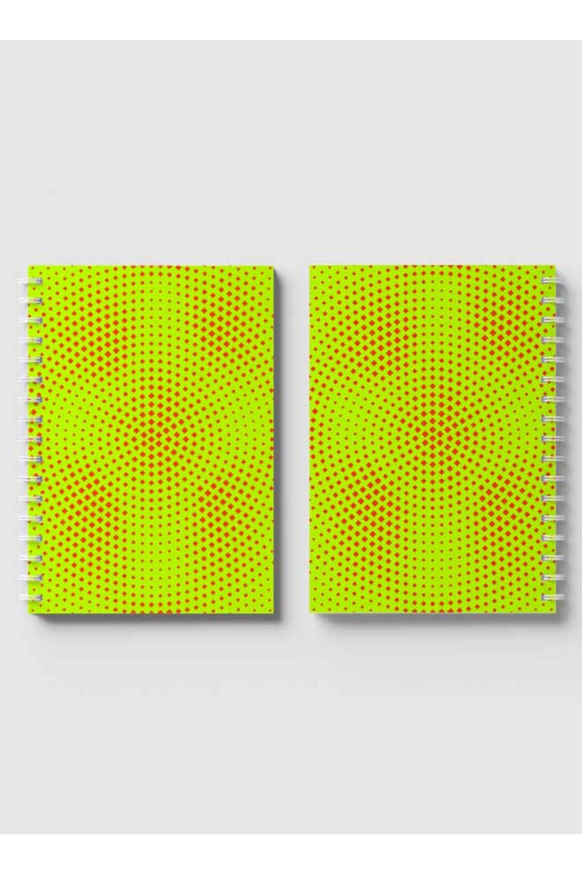LOWHA-Spiral Notebook with Front and Back Hard Covers Featuring Geometric Gradient Design 4
