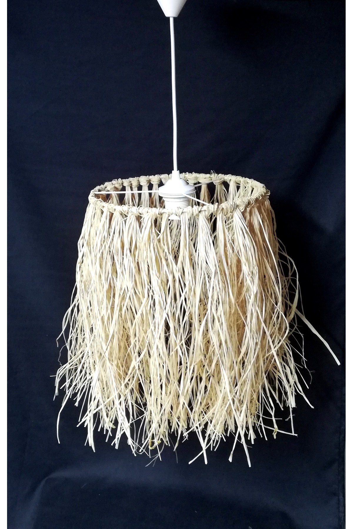 TEKAY AYDINLATMA-Wicker Fringed Decorative Raffia Bohemian Pendant Lamp Rustic Chandelier 2