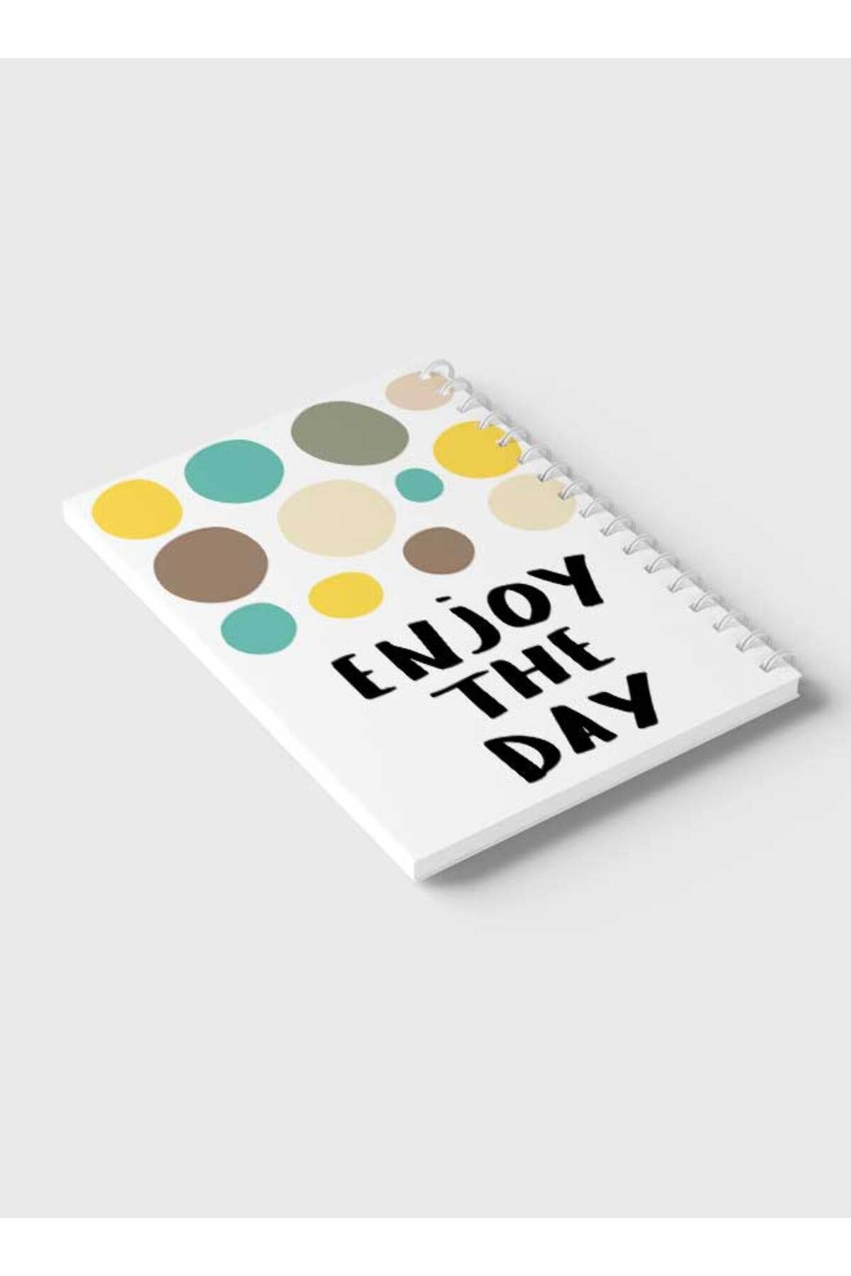 LOWHA-Spiral Notebook with Front and Back Hard Covers Featuring Enjoy the Day Doodle Circles Design 6