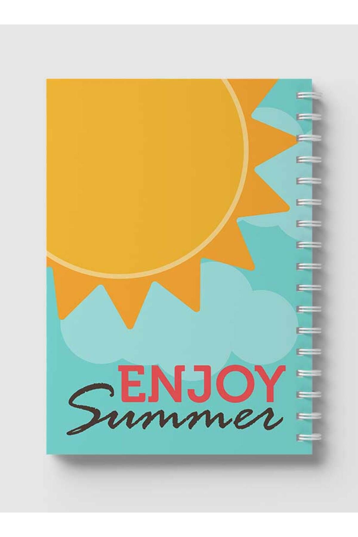 LOWHA-Spiral Notebook with Front and Back Hard Covers Featuring Enjoy Summer Design 5