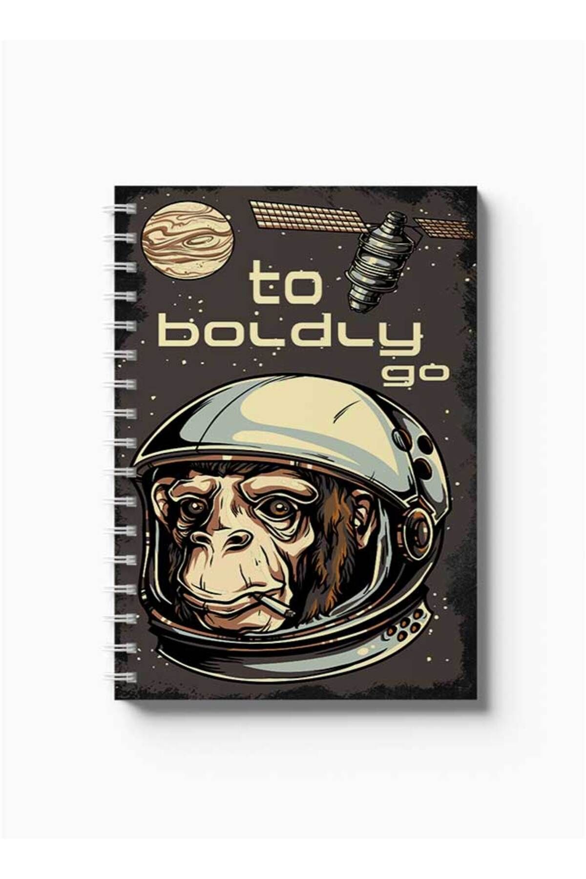 LOWHA-Spiral Notebook with Front and Back Hard Covers Featuring to Boldly Go Design 5