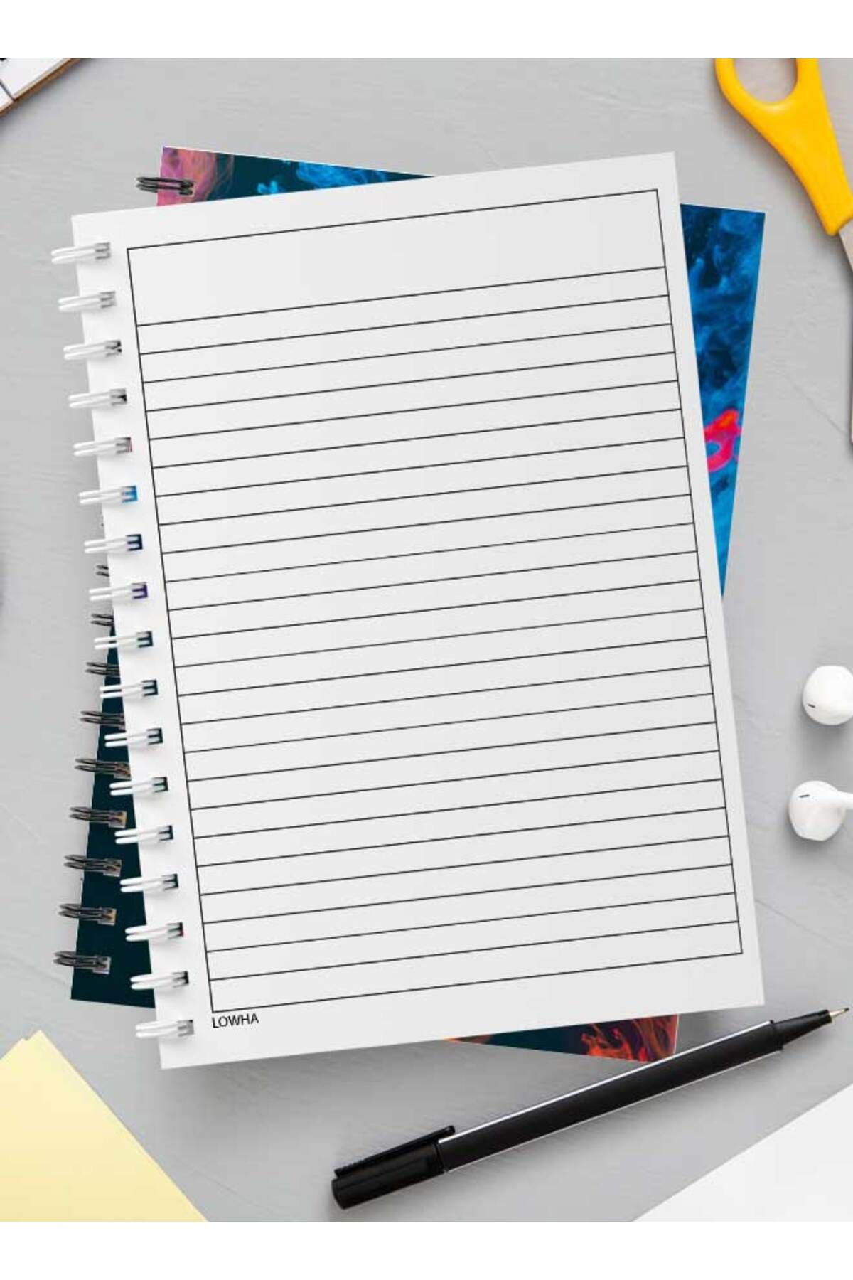 LOWHA-Spiral Notebook with Front and Back Hard Covers Featuring Abstract Colored Smokes Design 3