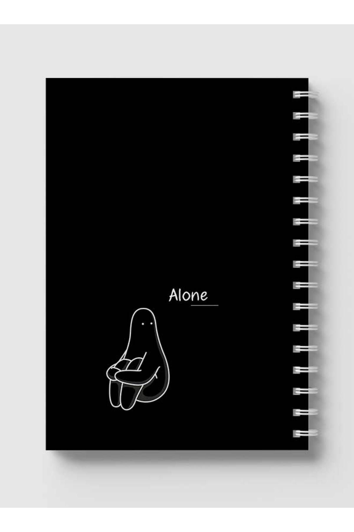 LOWHA-Spiral Notebook with Front and Back Hard Covers Featuring Alone Design 5