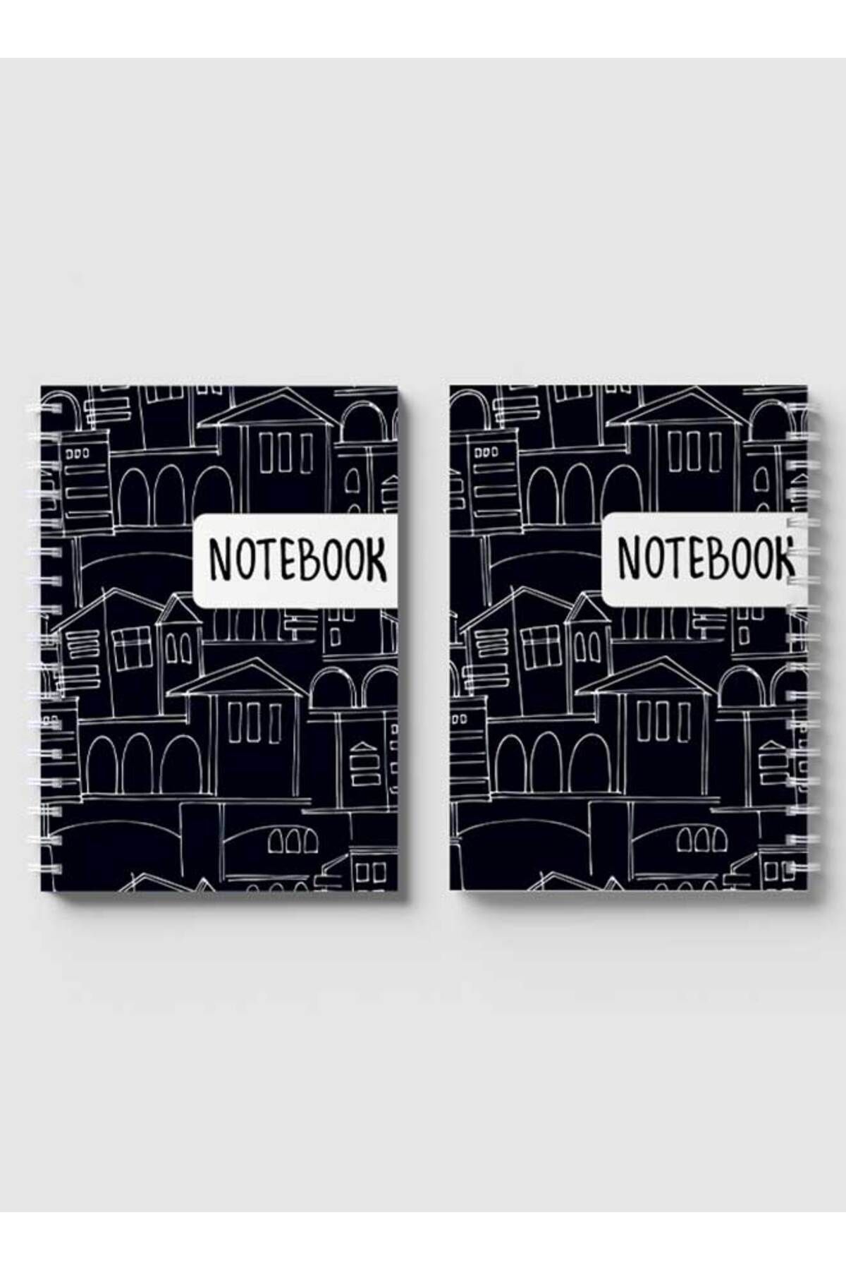 LOWHA-Spiral Notebook with Front and Back Hard Covers Featuring Patterns with Cityscapes Design 4