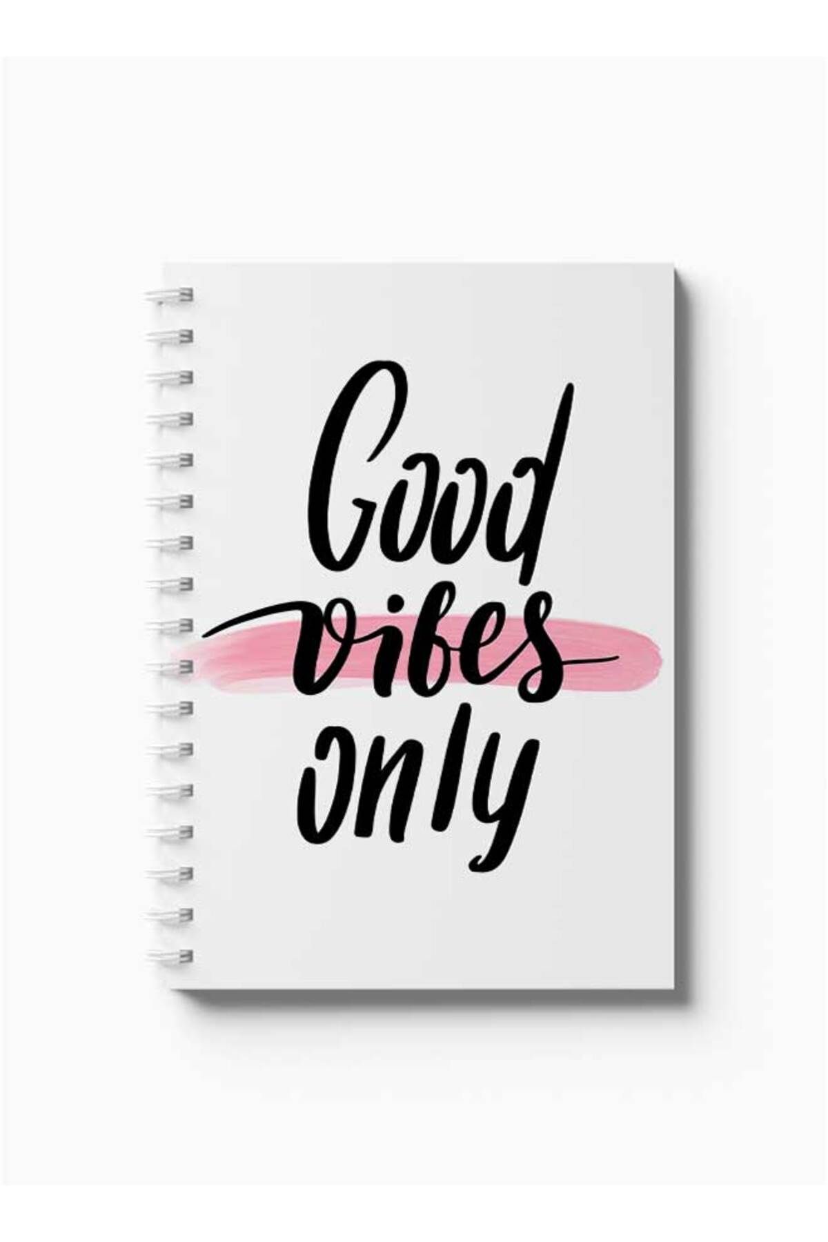LOWHA-Spiral Notebook with Front and Back Hard Covers Featuring Good Vibes Only Design 5