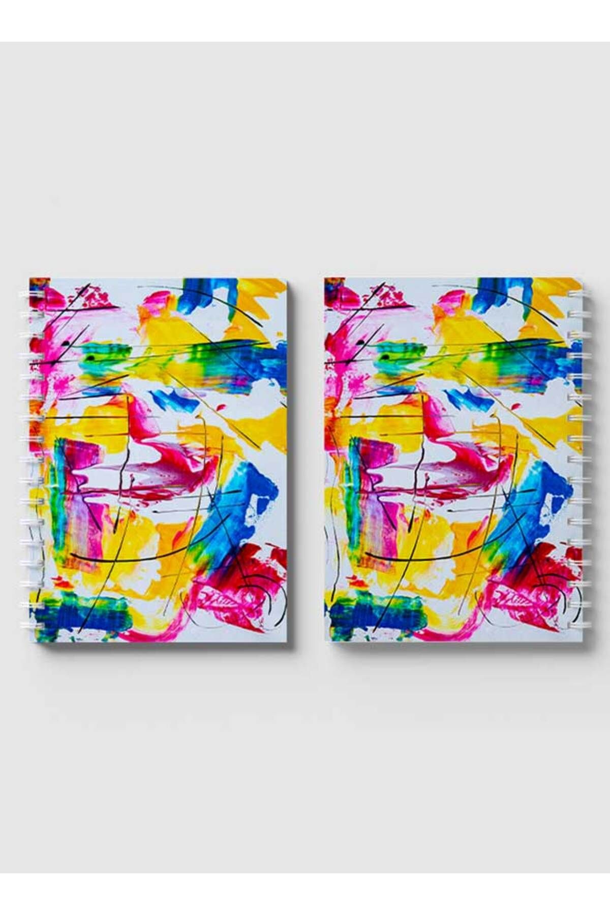 LOWHA-Spiral Notebook with Front and Back Hard Covers Featuring Canvas Style Wall Paint Design 4