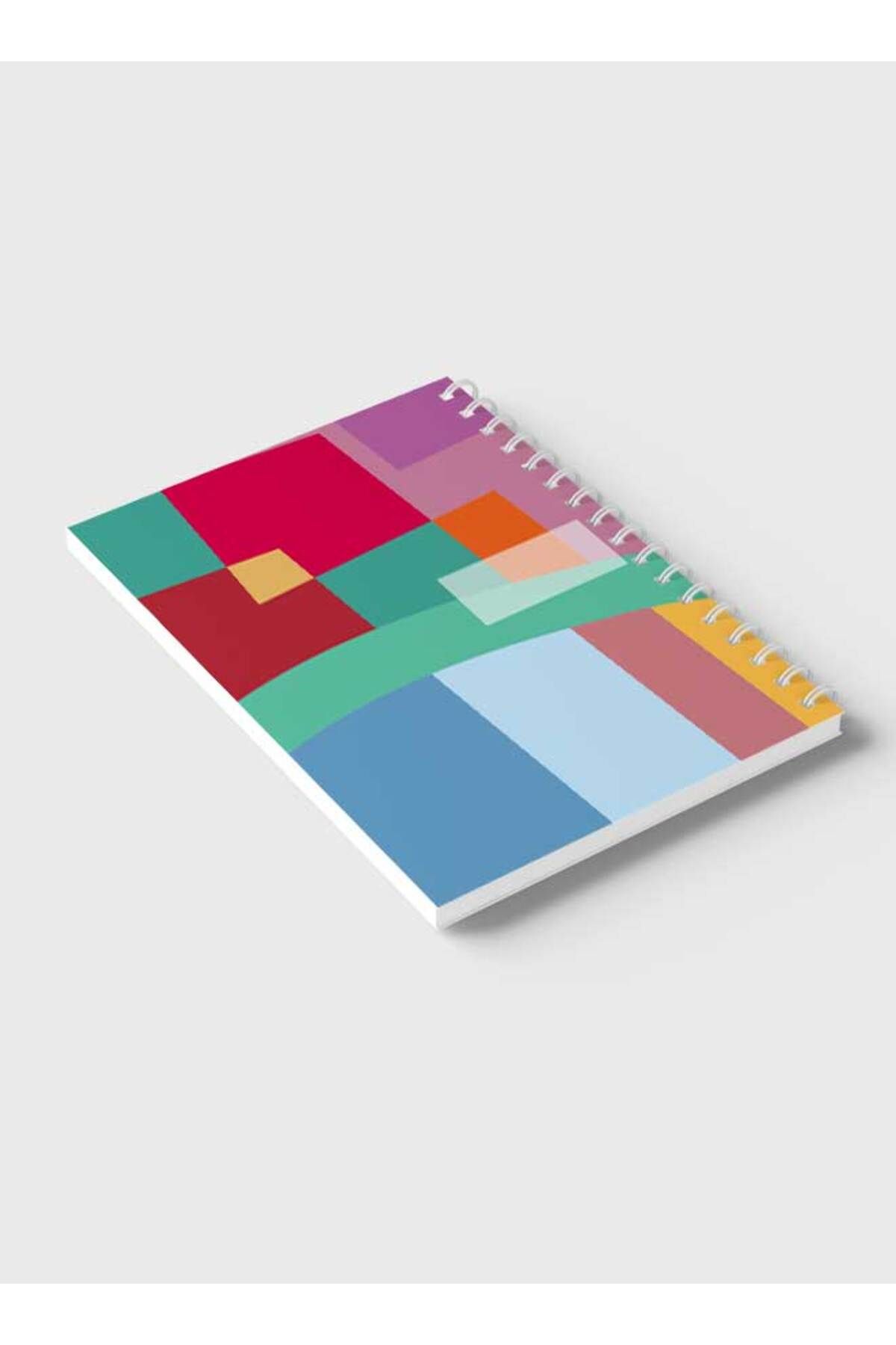 LOWHA-Spiral Notebook with Front and Back Hard Covers Featuring Abstract Colorful Shapes Design 6