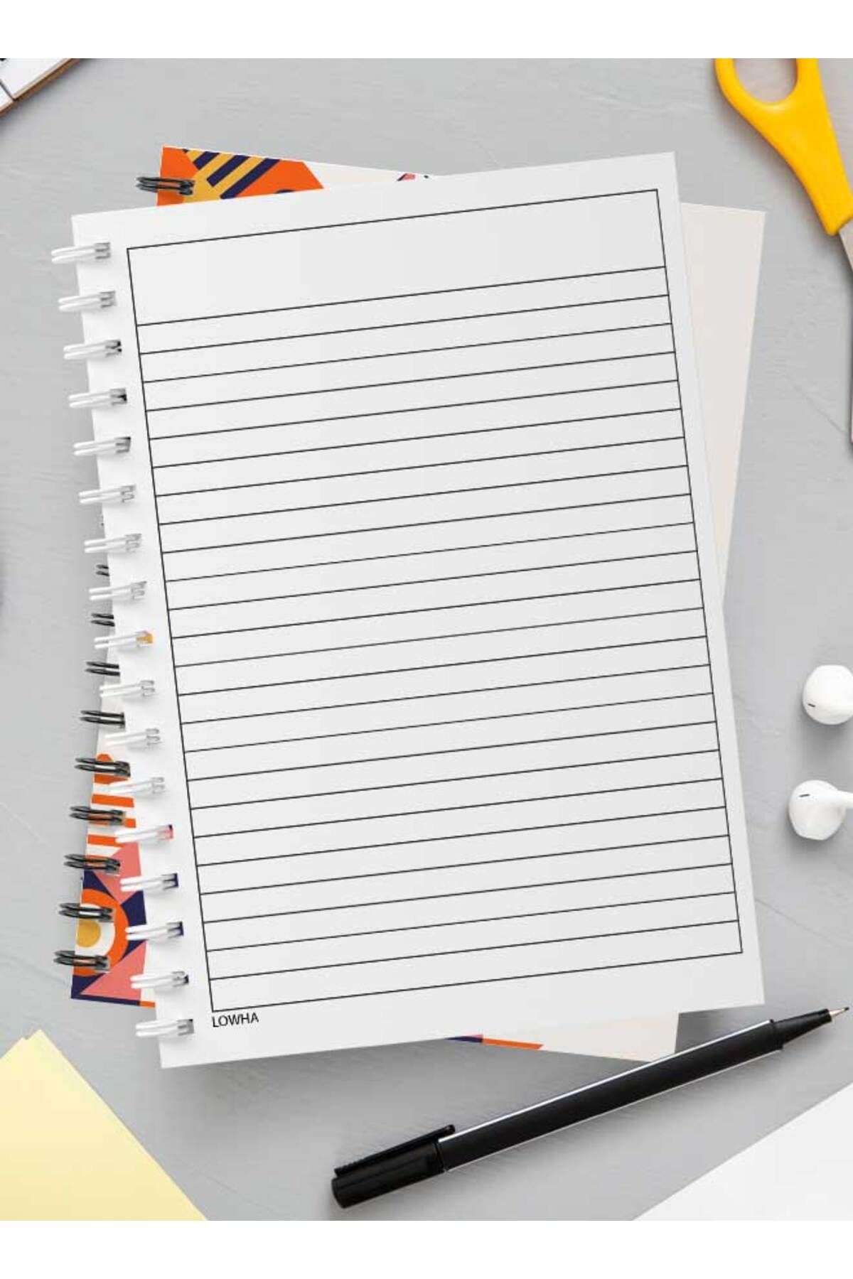LOWHA-Spiral Notebook with Front and Back Hard Covers Featuring Flat Mosiac Design 3