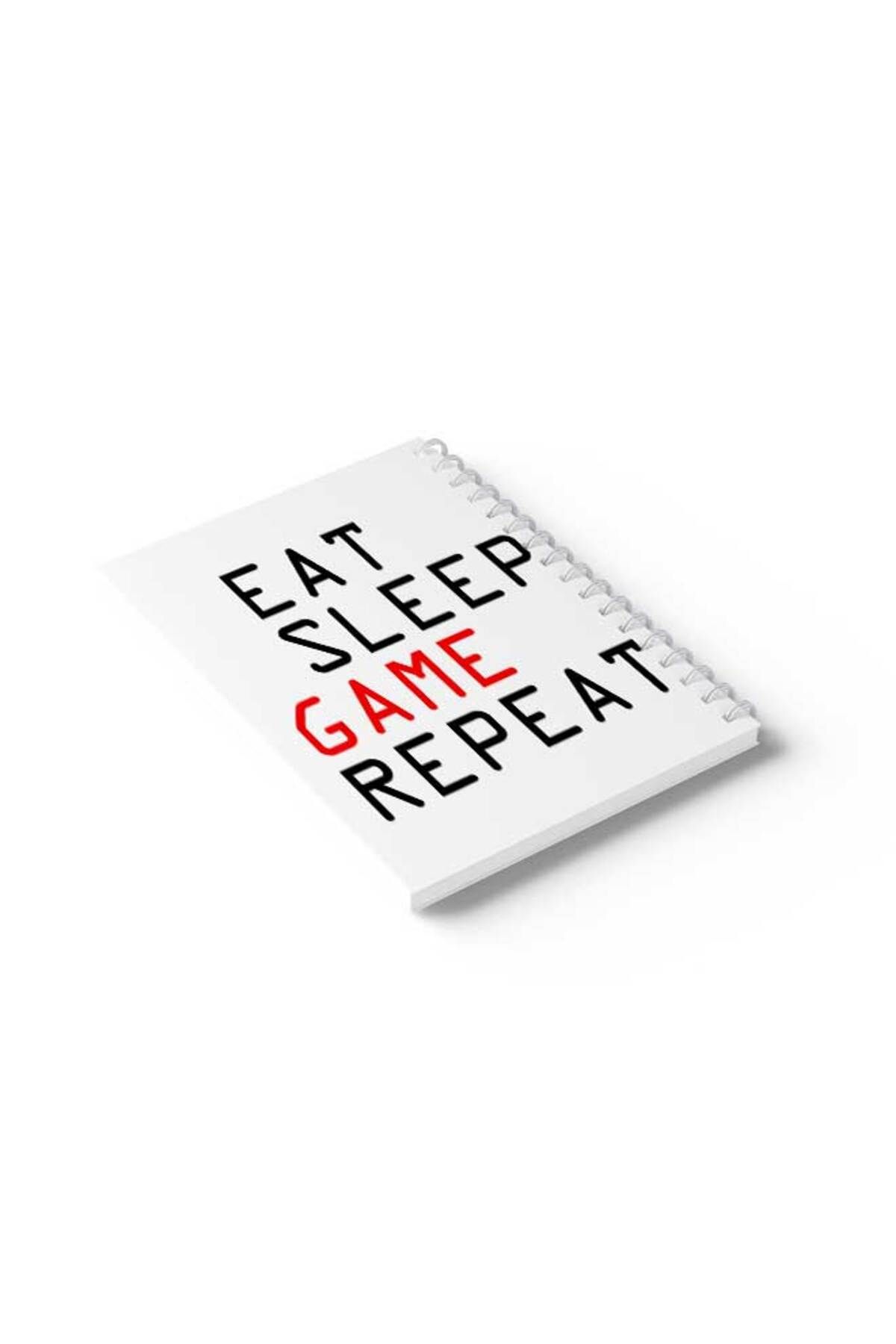 LOWHA-Spiral Notebook with Front and Back Hard Covers Featuring Eat Sleep Game Repeat Design 6