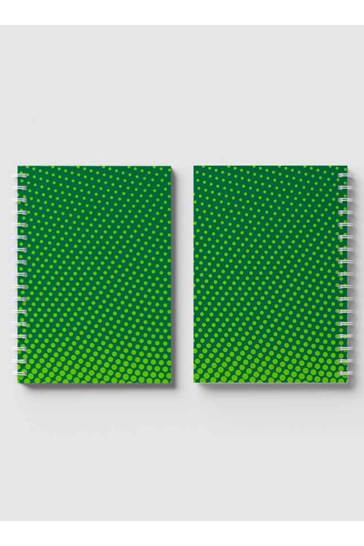 LOWHA-Spiral Notebook with Front and Back Hard Covers Featuring Circular Halftone Green Design 4