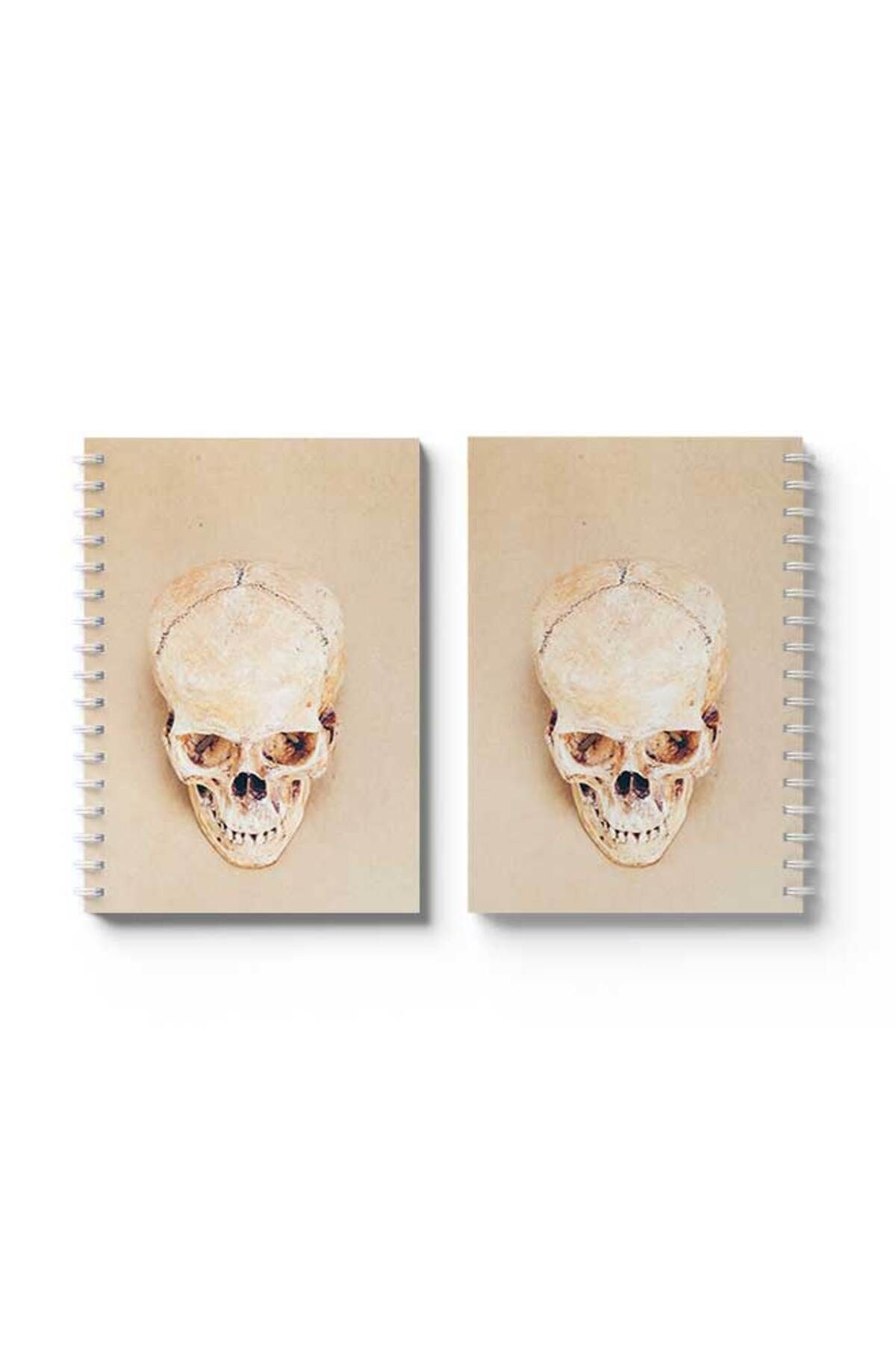 LOWHA-Spiral Notebook with Front and Back Hard Covers Featuring Skull Design 4