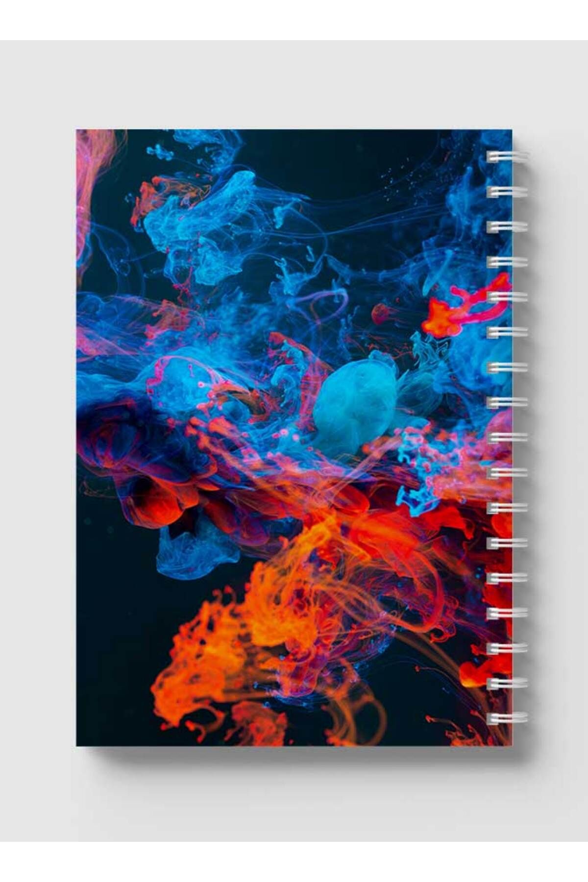 LOWHA-Spiral Notebook with Front and Back Hard Covers Featuring Abstract Colored Smokes Design 5