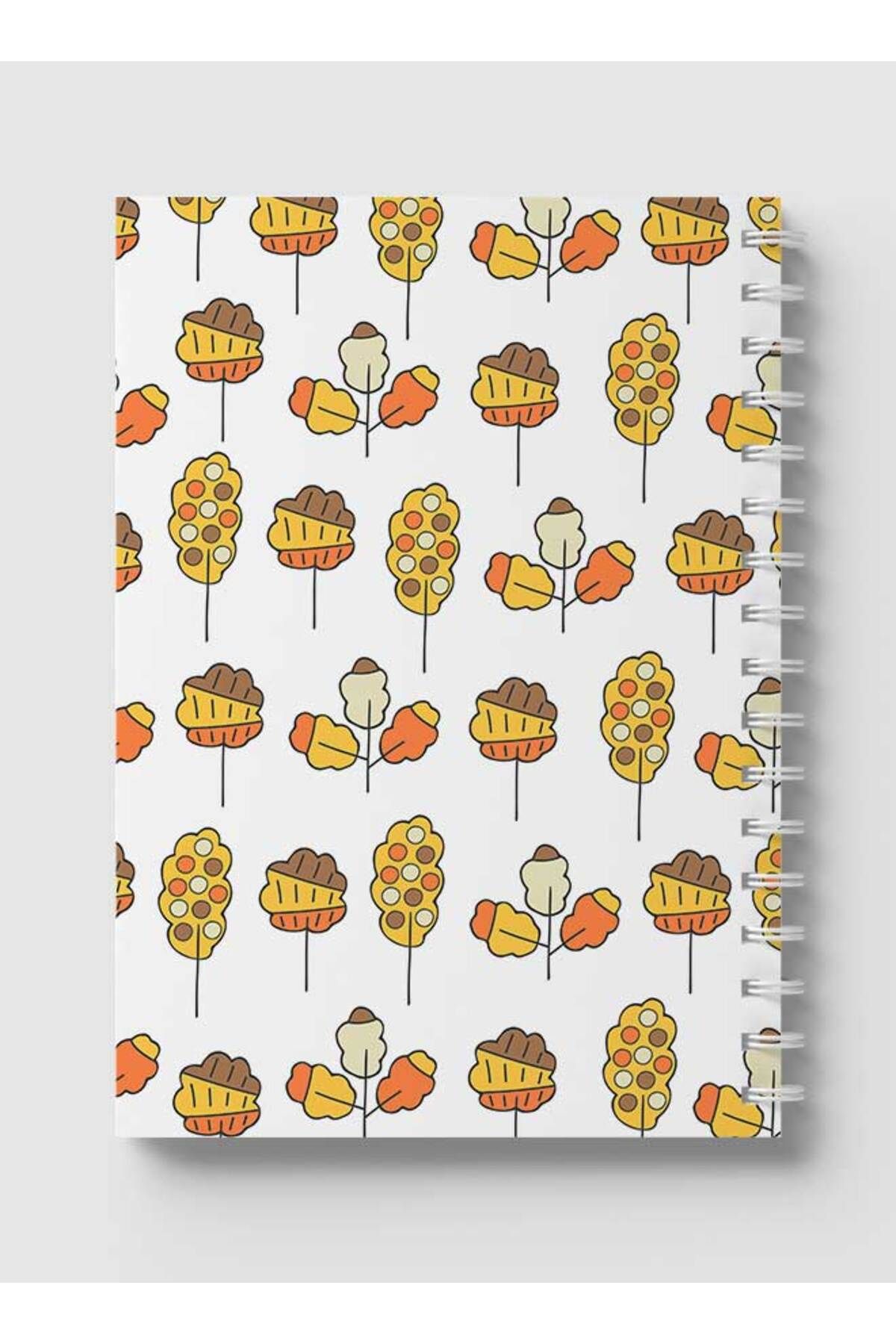 LOWHA-Spiral Notebook with Front and Back Hard Covers Featuring Leaves Draw Design 5