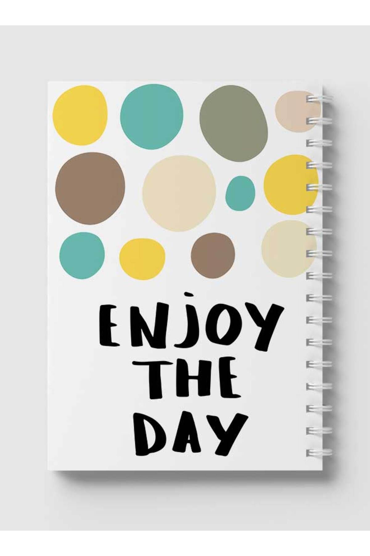LOWHA-Spiral Notebook with Front and Back Hard Covers Featuring Enjoy the Day Doodle Circles Design 5