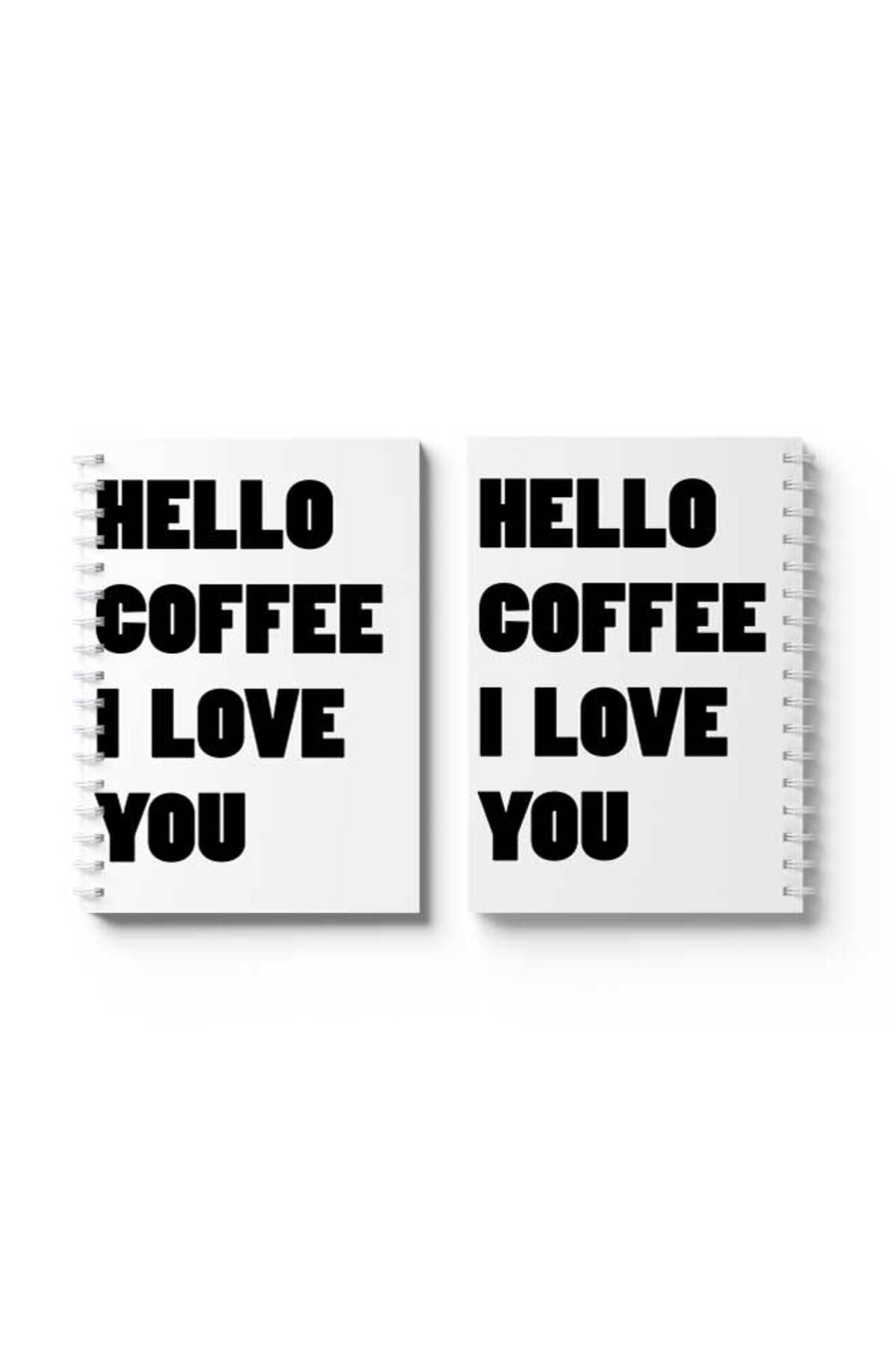 LOWHA-Spiral Notebook with Front and Back Hard Covers Featuring Hello Coffee Design 4