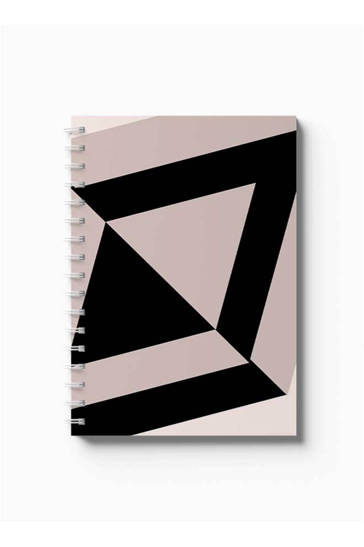 LOWHA-Spiral Notebook with Front and Back Hard Covers Featuring Black Triangle Design 5