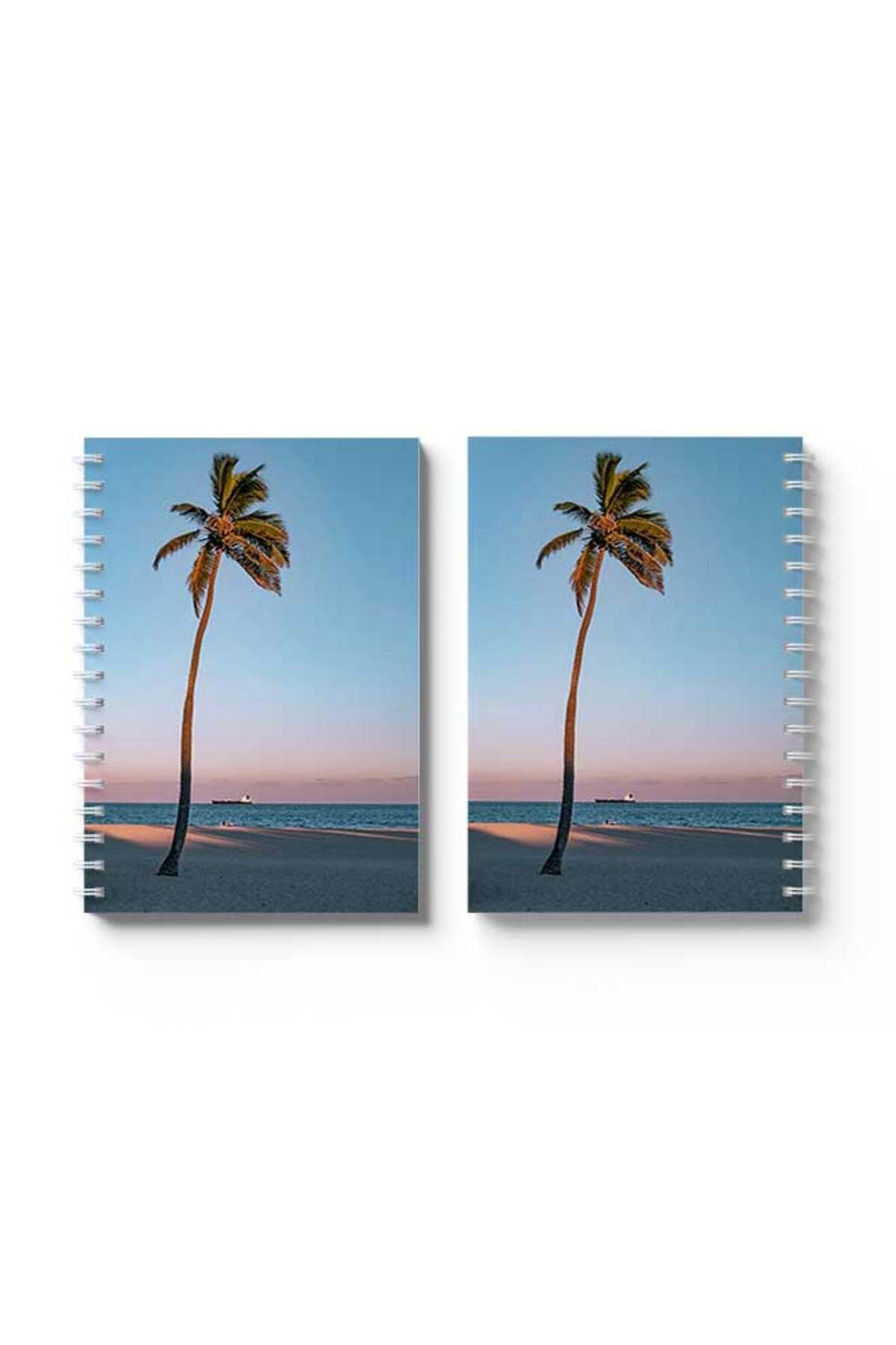 LOWHA-Spiral Notebook with Front and Back Hard Covers Featuring Palm Beach Design 4