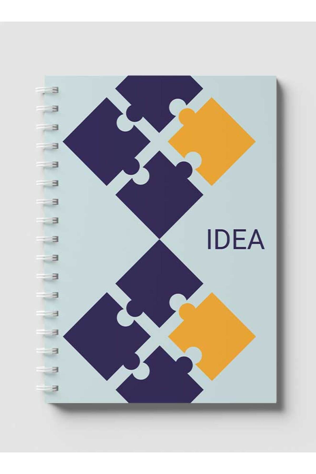 LOWHA-Spiral Notebook with Front and Back Hard Covers Featuring Idea Puzzle Design 1
