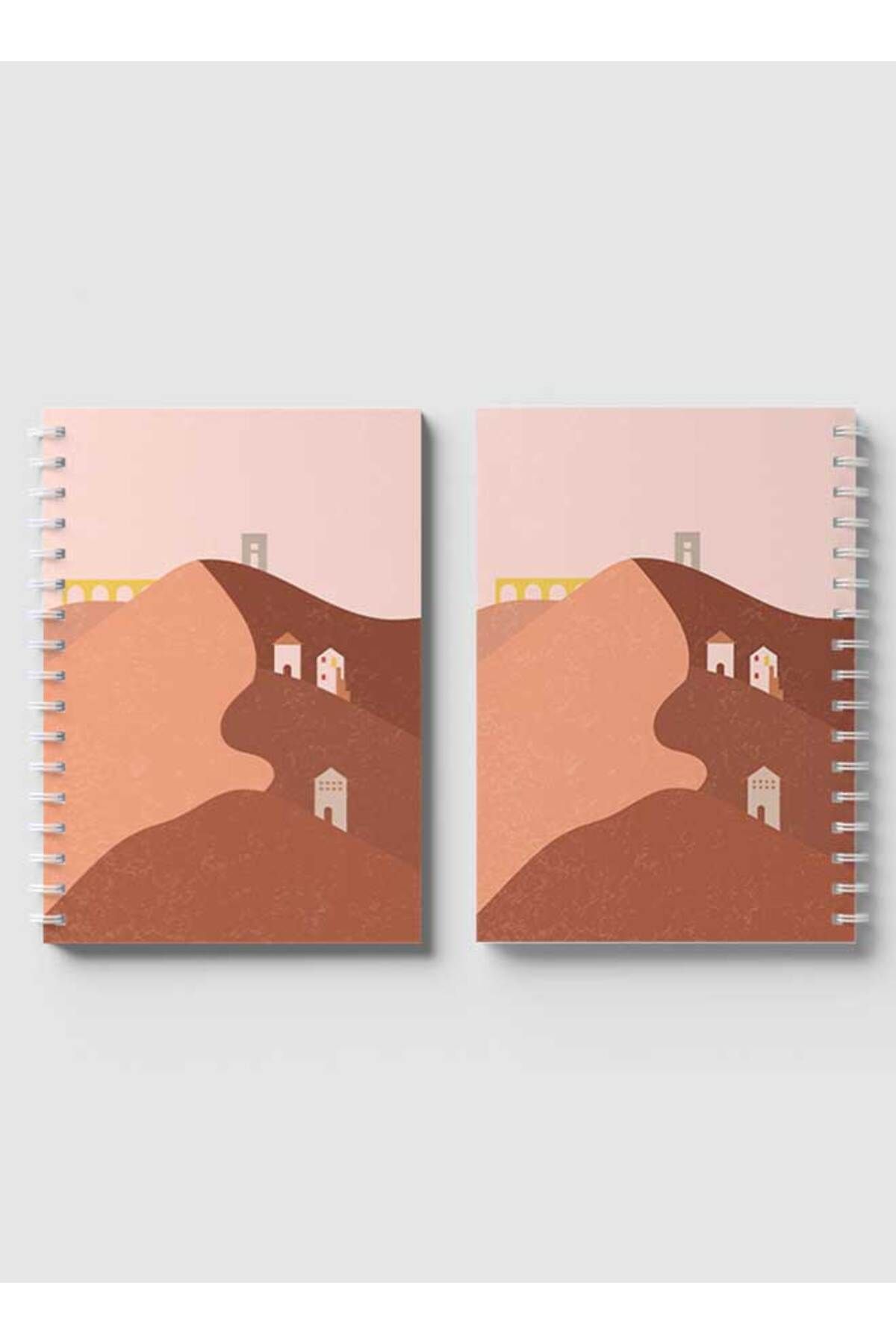 LOWHA-Spiral Notebook with Front and Back Hard Covers Featuring Minimalist Dune Design 4