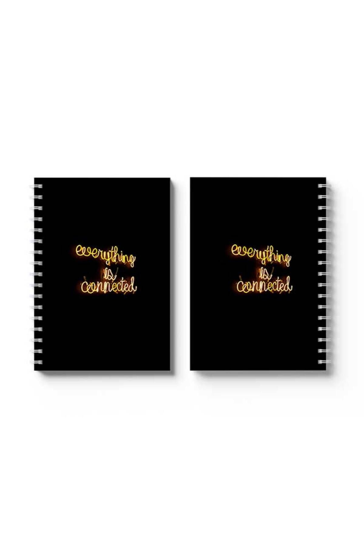 LOWHA-Spiral Notebook with Front and Back Hard Covers Featuring Everything Is Connected Design 4