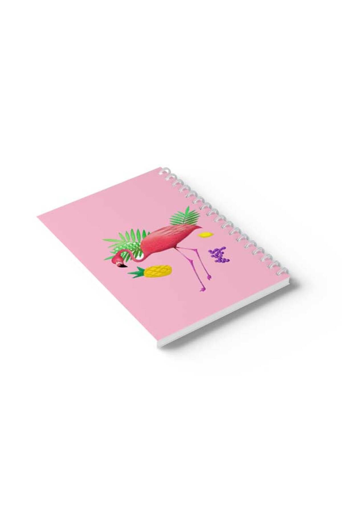 LOWHA-Spiral Notebook with Front and Back Hard Covers Featuring Flamingo Design 6