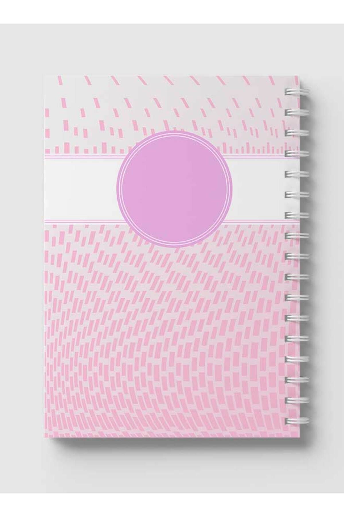LOWHA-Spiral Notebook with Front and Back Hard Covers Featuring Abstract Pink & White Cube Design 5