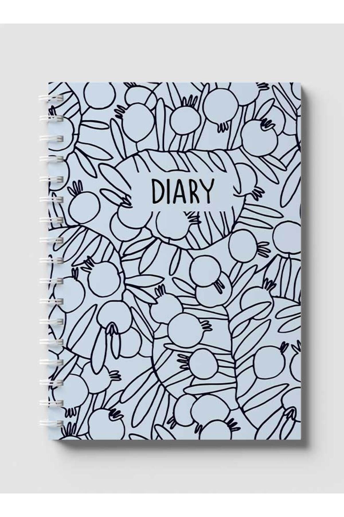 LOWHA-Spiral Notebook with Front and Back Hard Covers Featuring Pomegranates Branches Drawing Design 1
