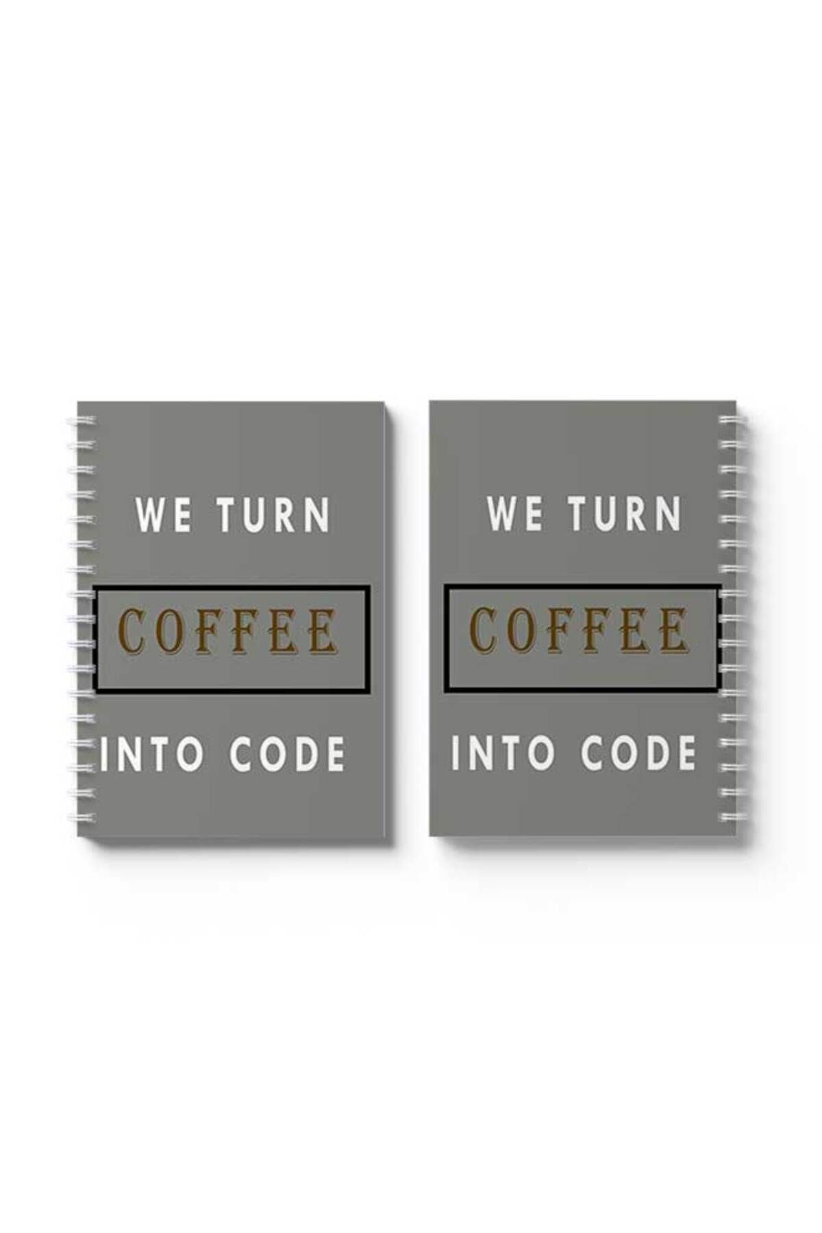 LOWHA-Spiral Notebook with Front and Back Hard Covers Featuring We Turn Coffee Into Code Design 4