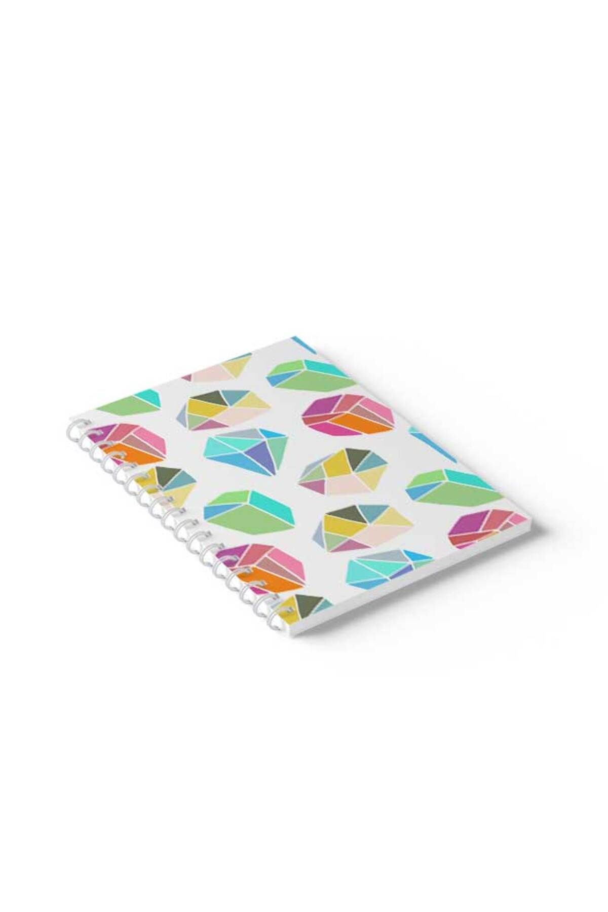 LOWHA-Spiral Notebook with Front and Back Hard Covers Featuring Colourful Diamonds Design 2
