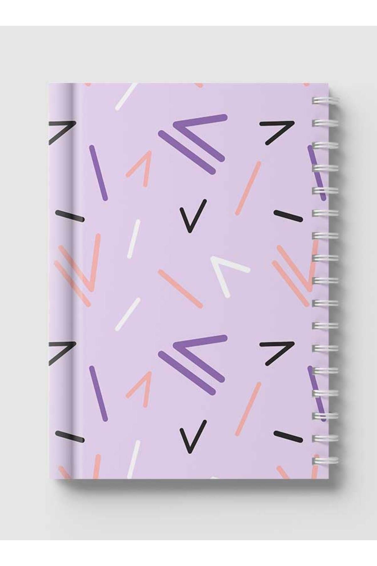 LOWHA-Spiral Notebook with Front and Back Hard Covers Featuring Memphis Abstract Shapes Design 5