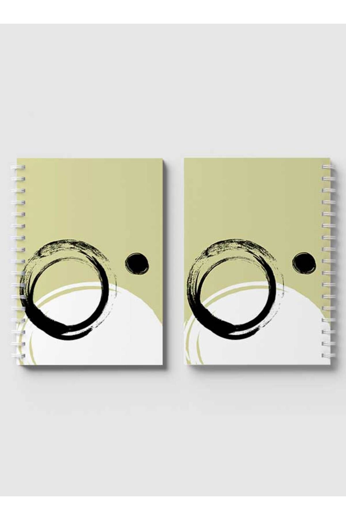 LOWHA-Spiral Notebook with Front and Back Hard Covers Featuring Circles & Dot Abstract Design 4