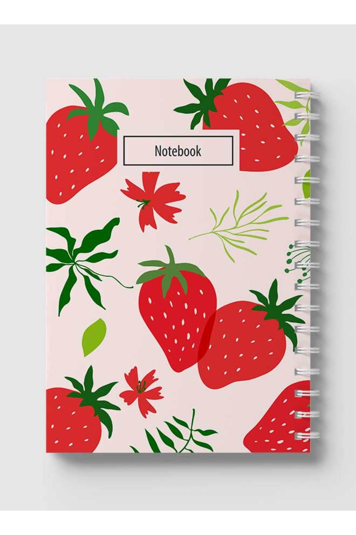 LOWHA-Spiral Notebook with Front and Back Hard Covers Featuring Strawberry Vector Design 5