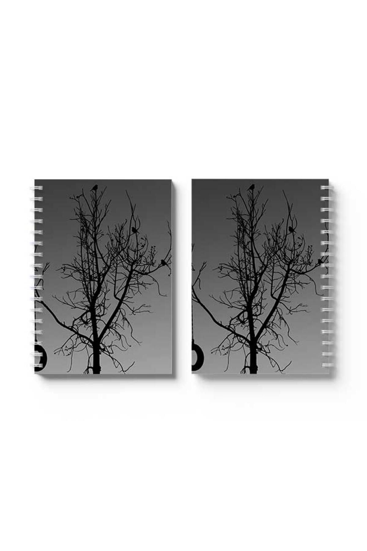 LOWHA-Spiral Notebook with Front and Back Hard Covers Featuring Tree Design 4