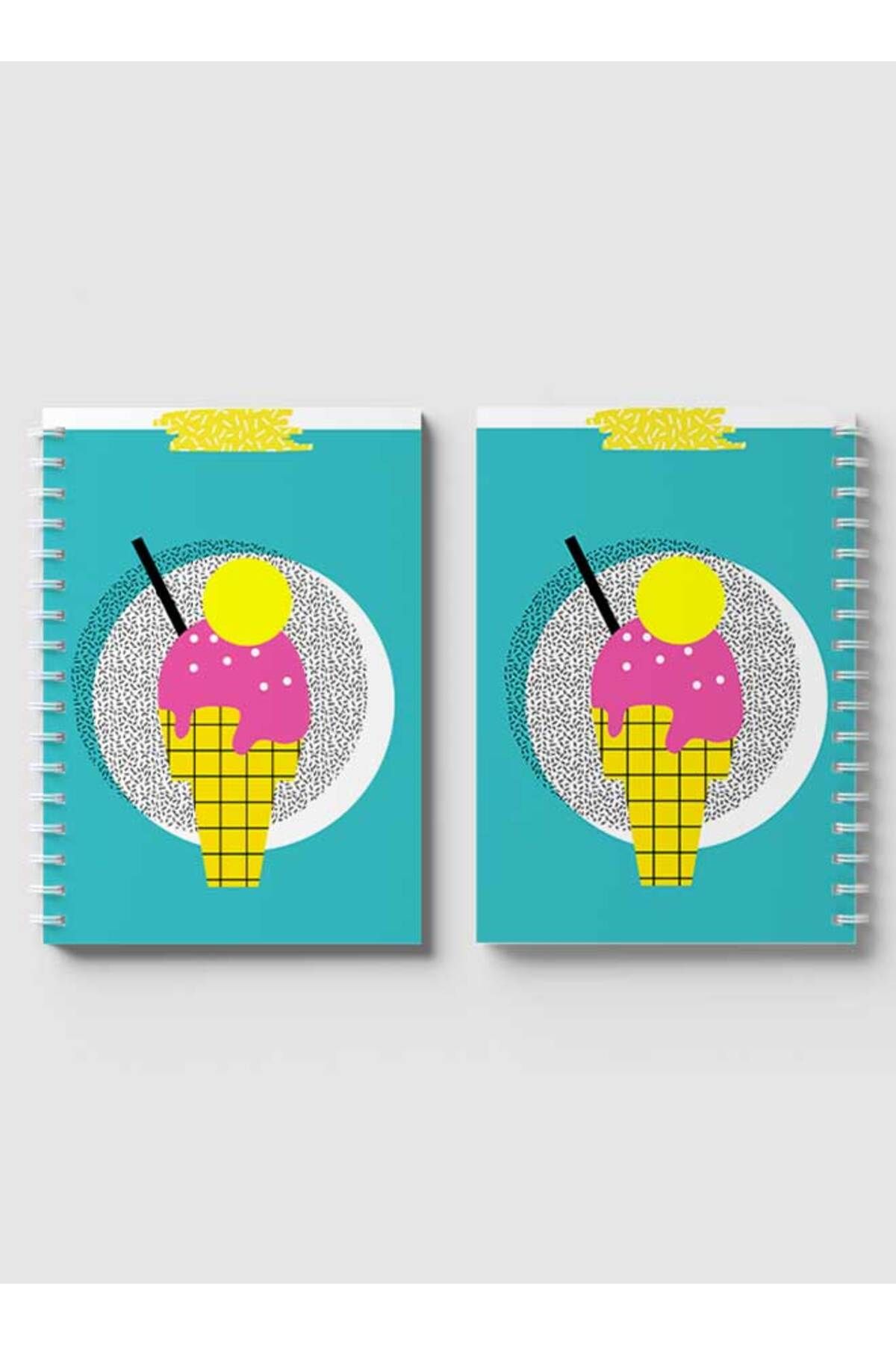 LOWHA-Spiral Notebook with Front and Back Hard Covers Featuring Ice Cream Sprinkles Design 4