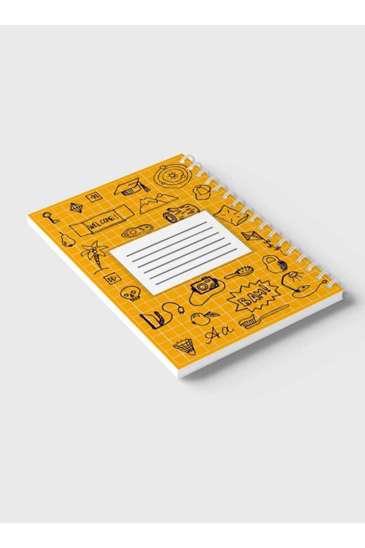 LOWHA-Spiral Notebook with Front and Back Hard Covers Featuring Back to School Grid Lines Design 6