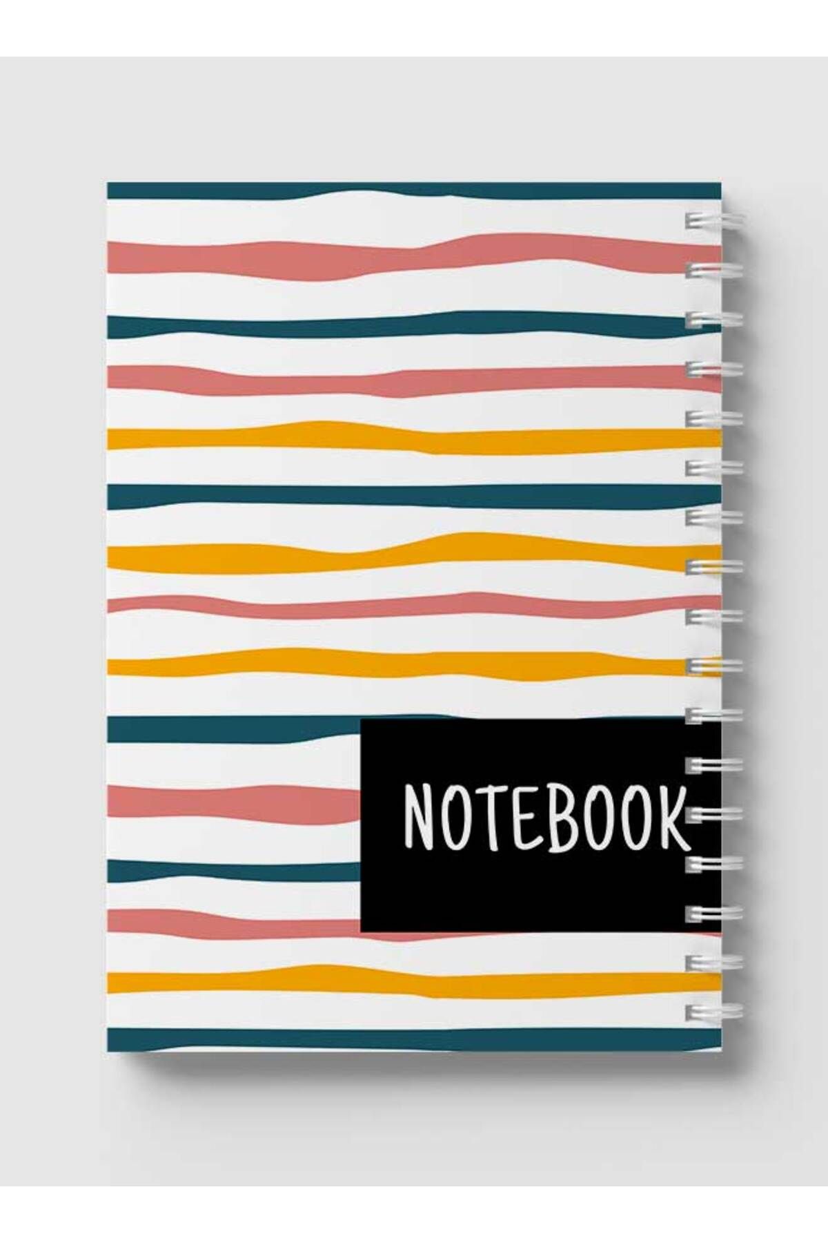 LOWHA-Spiral Notebook with Front and Back Hard Covers Featuring Colorful Striped Design 5