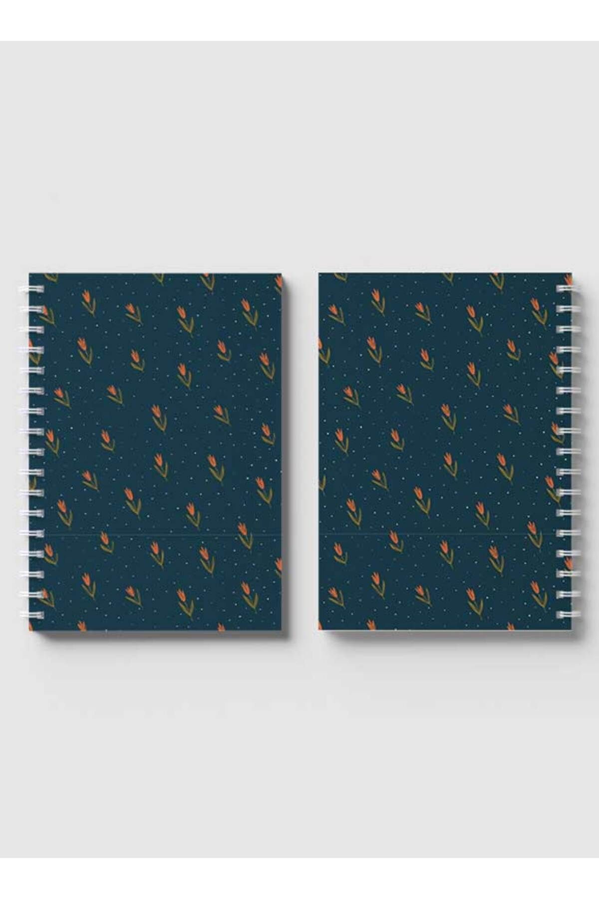LOWHA-Spiral Notebook with Front and Back Hard Covers Featuring Flowers with White Dots Design 4