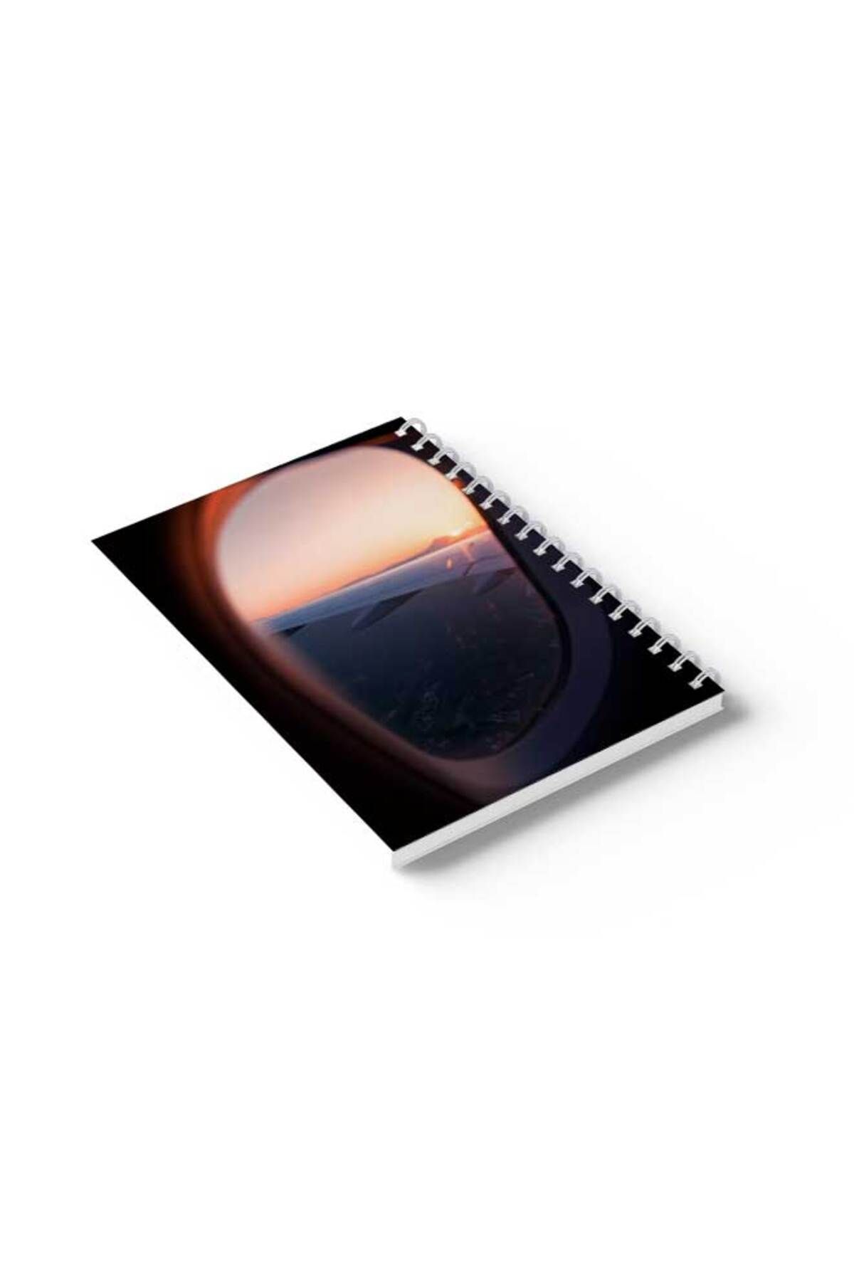 LOWHA-Spiral Notebook with Front and Back Hard Covers Featuring Plane Window Design 6