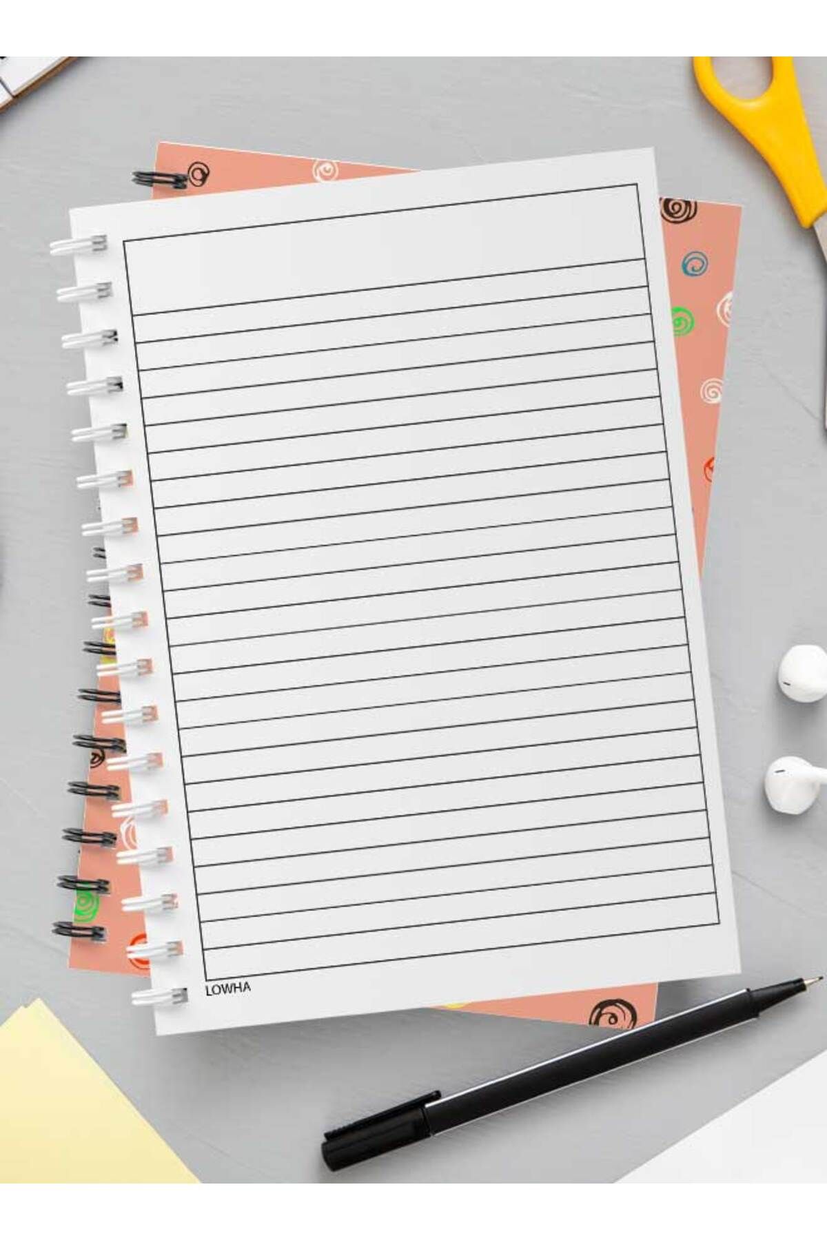 LOWHA-Spiral Notebook with Front and Back Hard Covers Featuring Circular Design 3