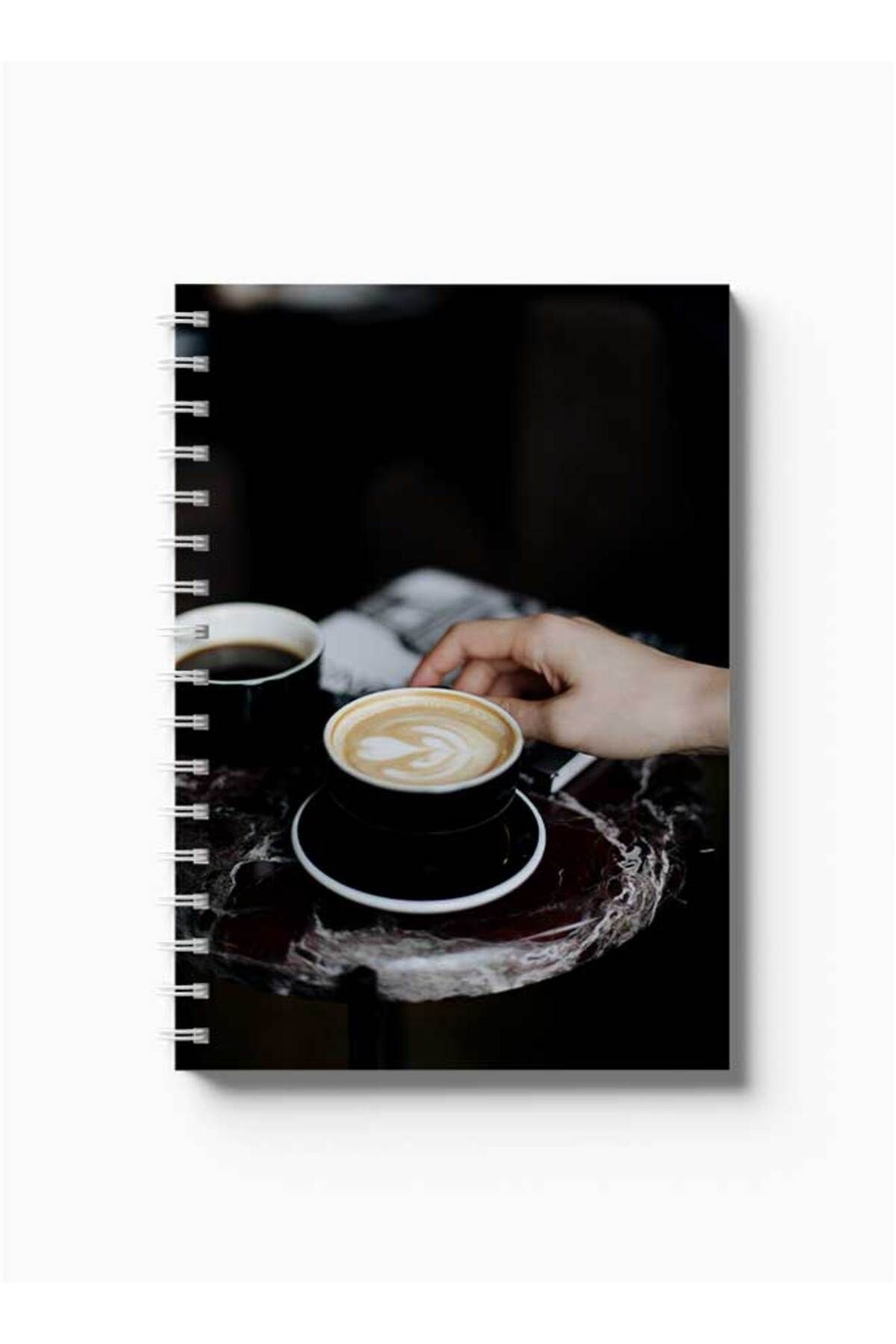 LOWHA-Spiral Notebook with Front and Back Hard Covers Featuring Coffe Design 5