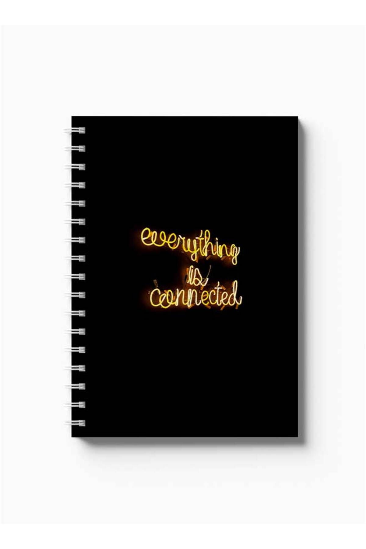 LOWHA-Spiral Notebook with Front and Back Hard Covers Featuring Everything Is Connected Design 5