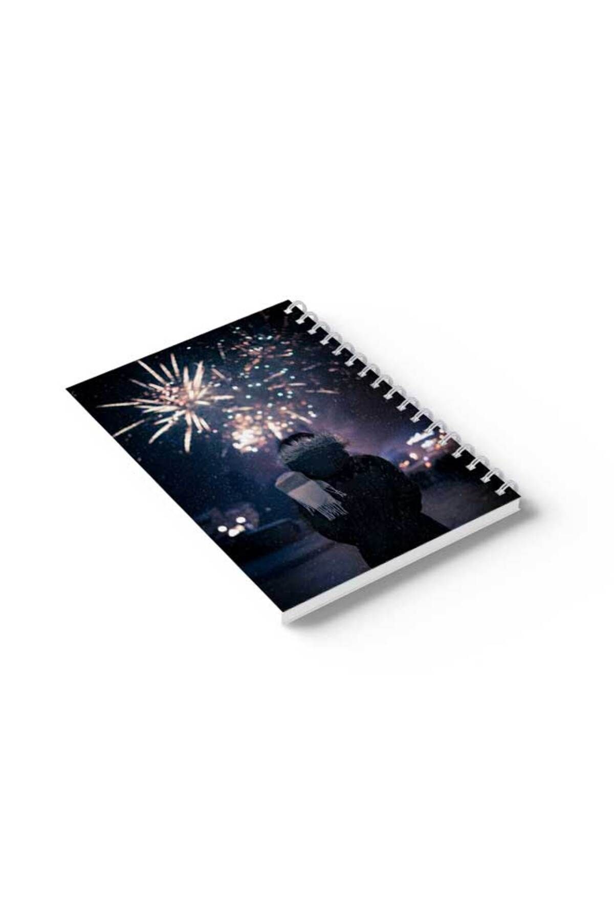 LOWHA-Spiral Notebook with Front and Back Hard Covers Featuring FireWorks Design 6