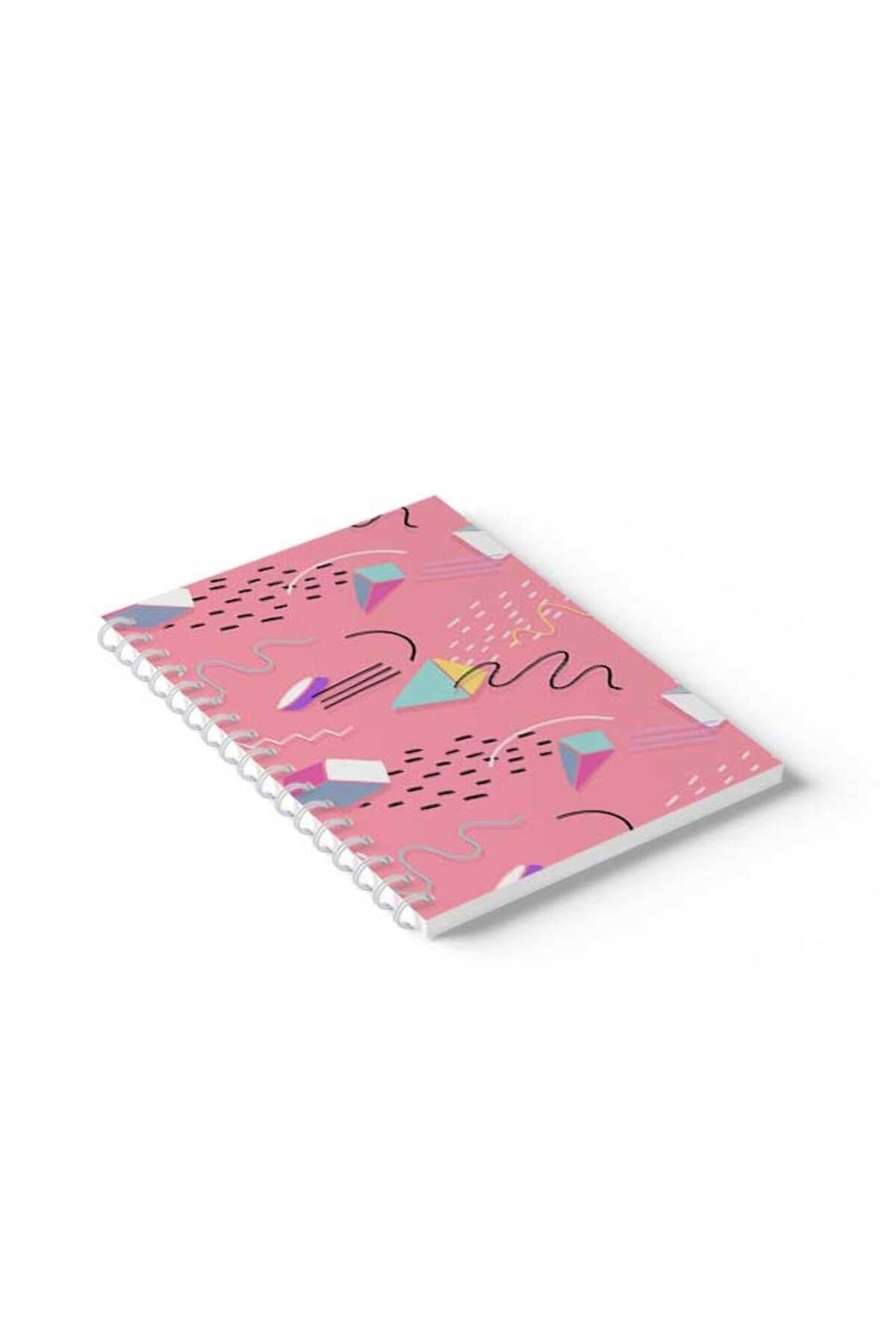 LOWHA-Spiral Notebook with Front and Back Hard Covers Featuring Colourful Shapes Design 2