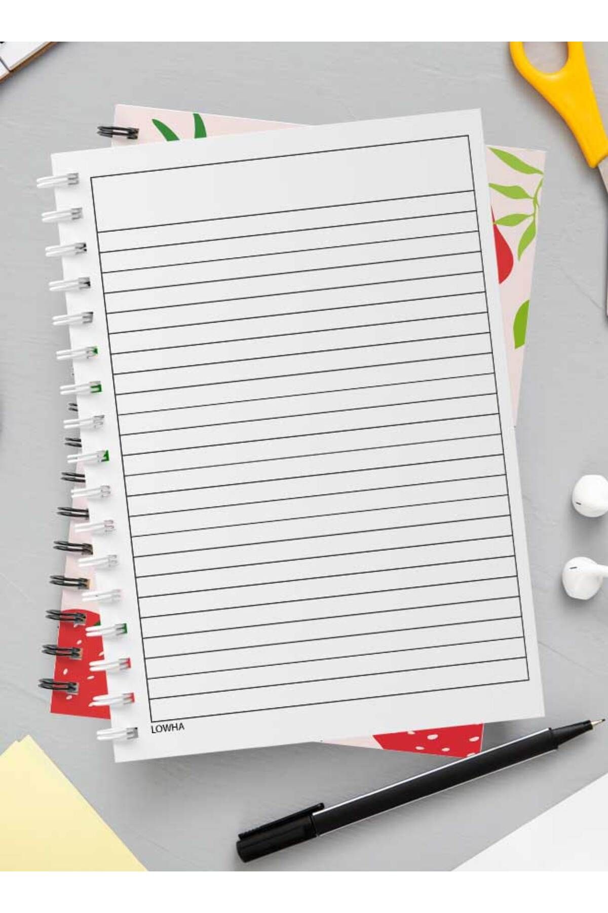 LOWHA-Spiral Notebook with Front and Back Hard Covers Featuring Strawberry Vector Design 3