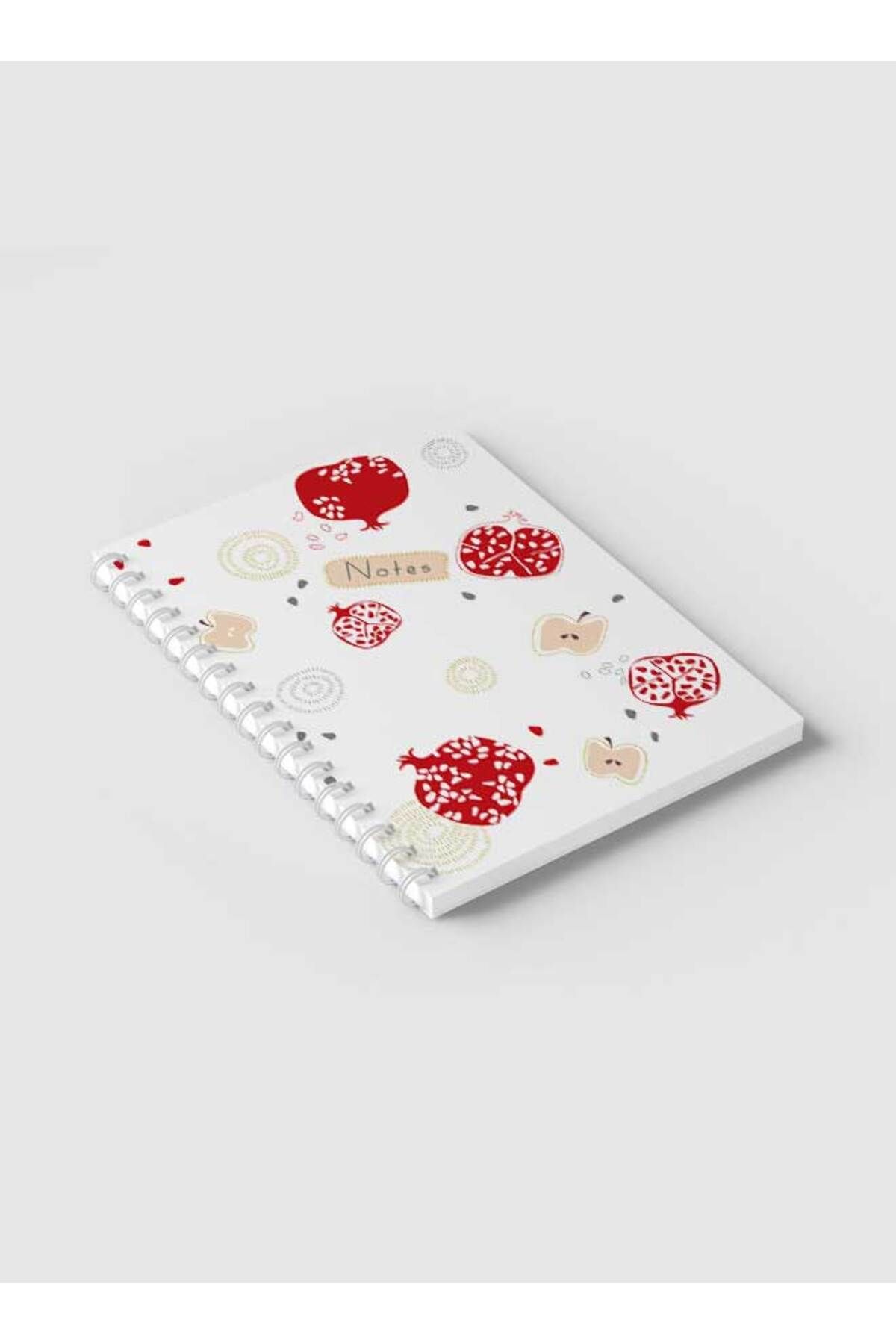 LOWHA-Spiral Notebook with Front and Back Hard Covers Featuring Apple & Pomegranate Design 2