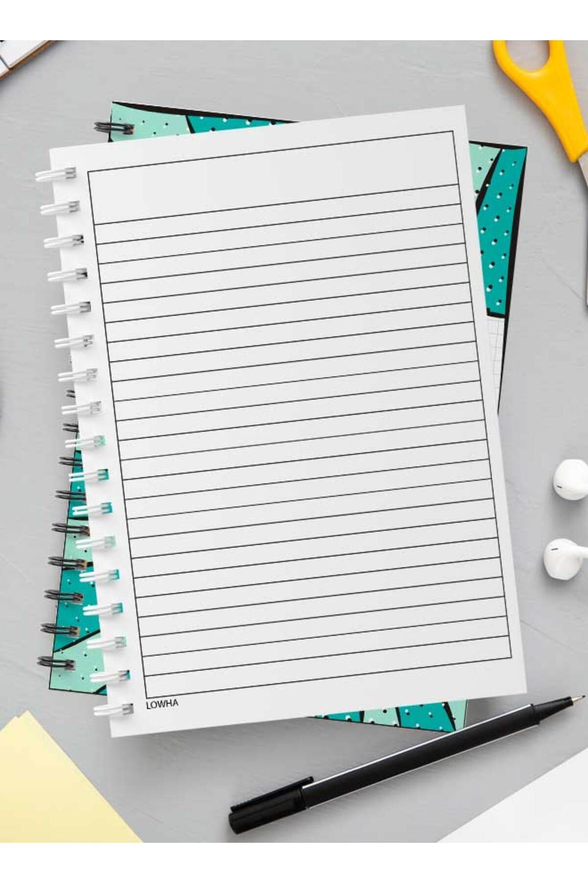 LOWHA-Spiral Notebook with Front and Back Hard Covers Featuring Algebra Dots Design 3