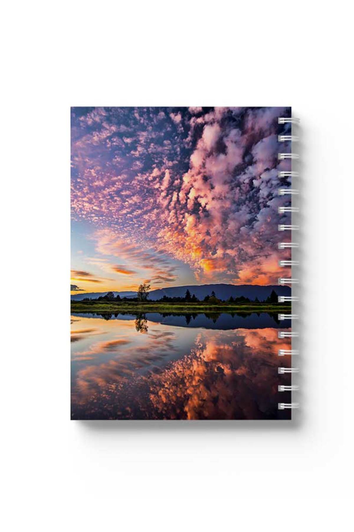 LOWHA-Spiral Notebook with Front and Back Hard Covers Featuring Sky with Clouds Design 1