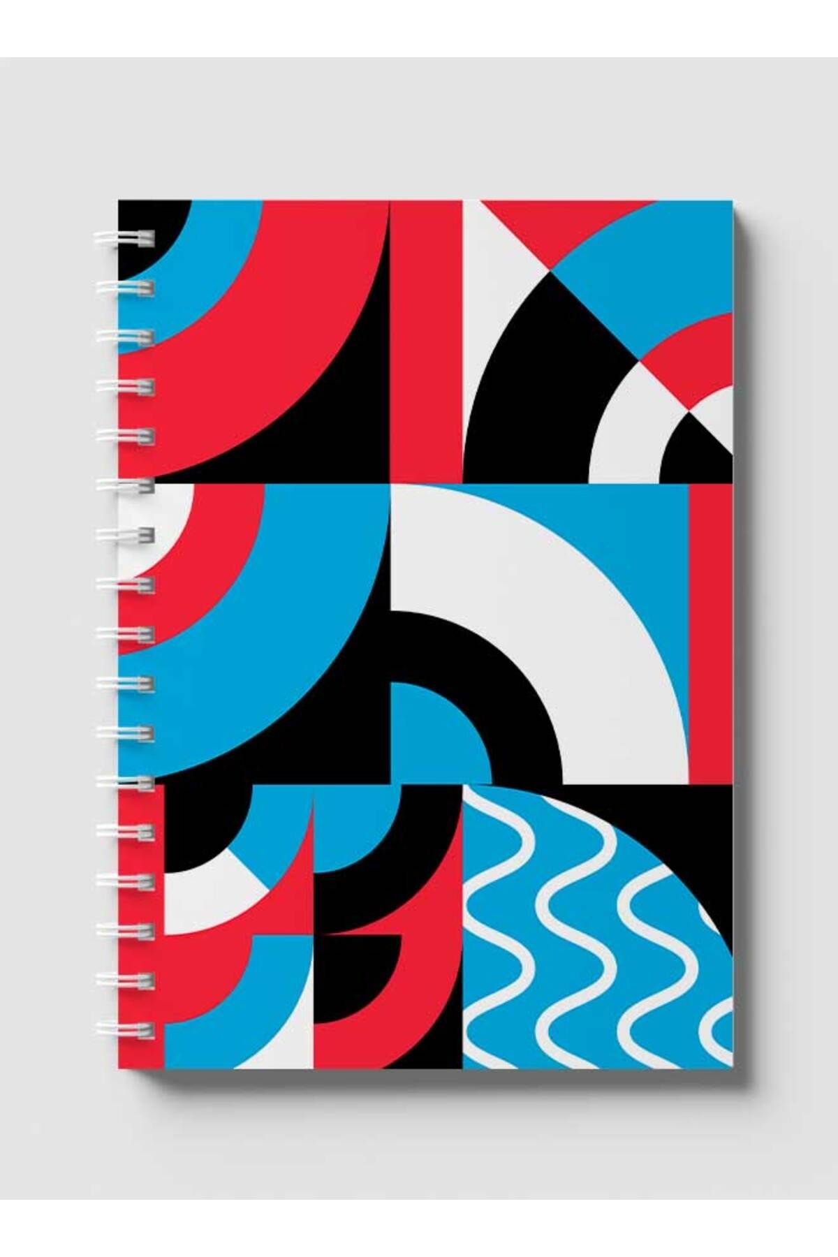 LOWHA-Spiral Notebook with Front and Back Hard Covers Featuring Graphic Geometric Circles Design 1